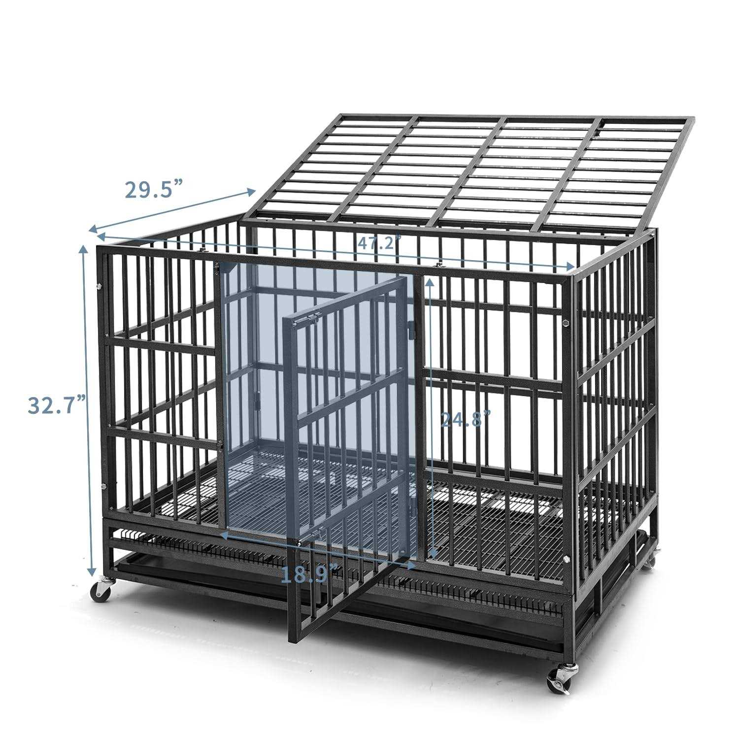 HIWOKK 48 inch Heavy Duty Indestructible Dog Crate Steel Escape Proof - Nail Gallerys