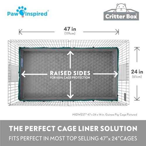 Paw Inspired Critter Box Washable Fleece Guinea Pig Cage Liner & Bedding with Raised Sides - Nail Gallerys