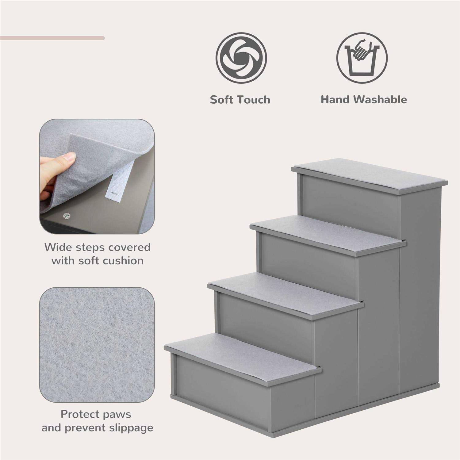PawHut Pet Stairs, Small Pet Steps with Cushioned Removable Covering for Dogs and Cats Up to 22 Lbs - Nail Gallerys