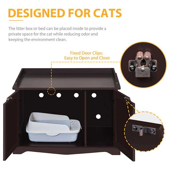 Topeakmart Decorative Espresso Furniture Hidden Washroom Cat Litter Box - Nail Gallerys