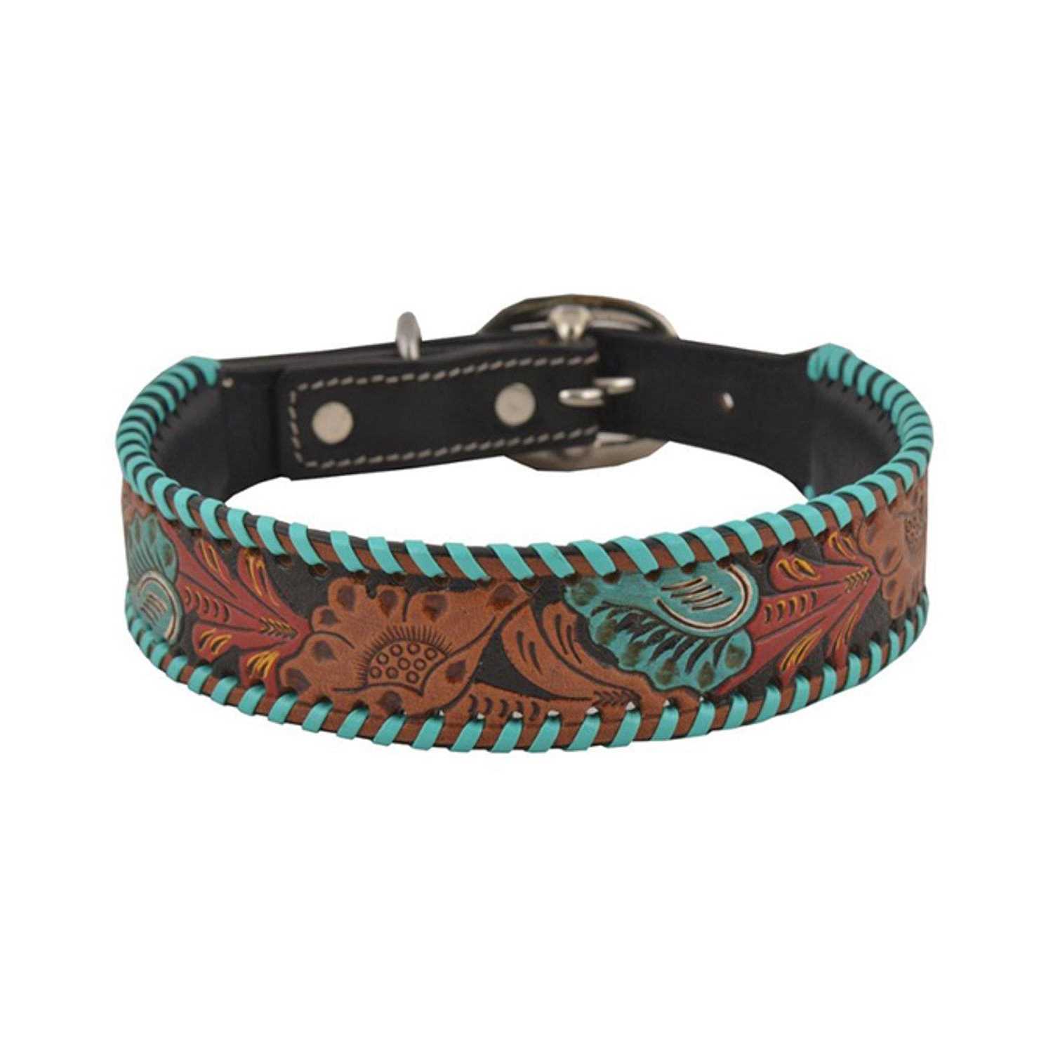Myra Bag Myra Full Bloom Tooled Leather Dog Collar - Nail Gallerys