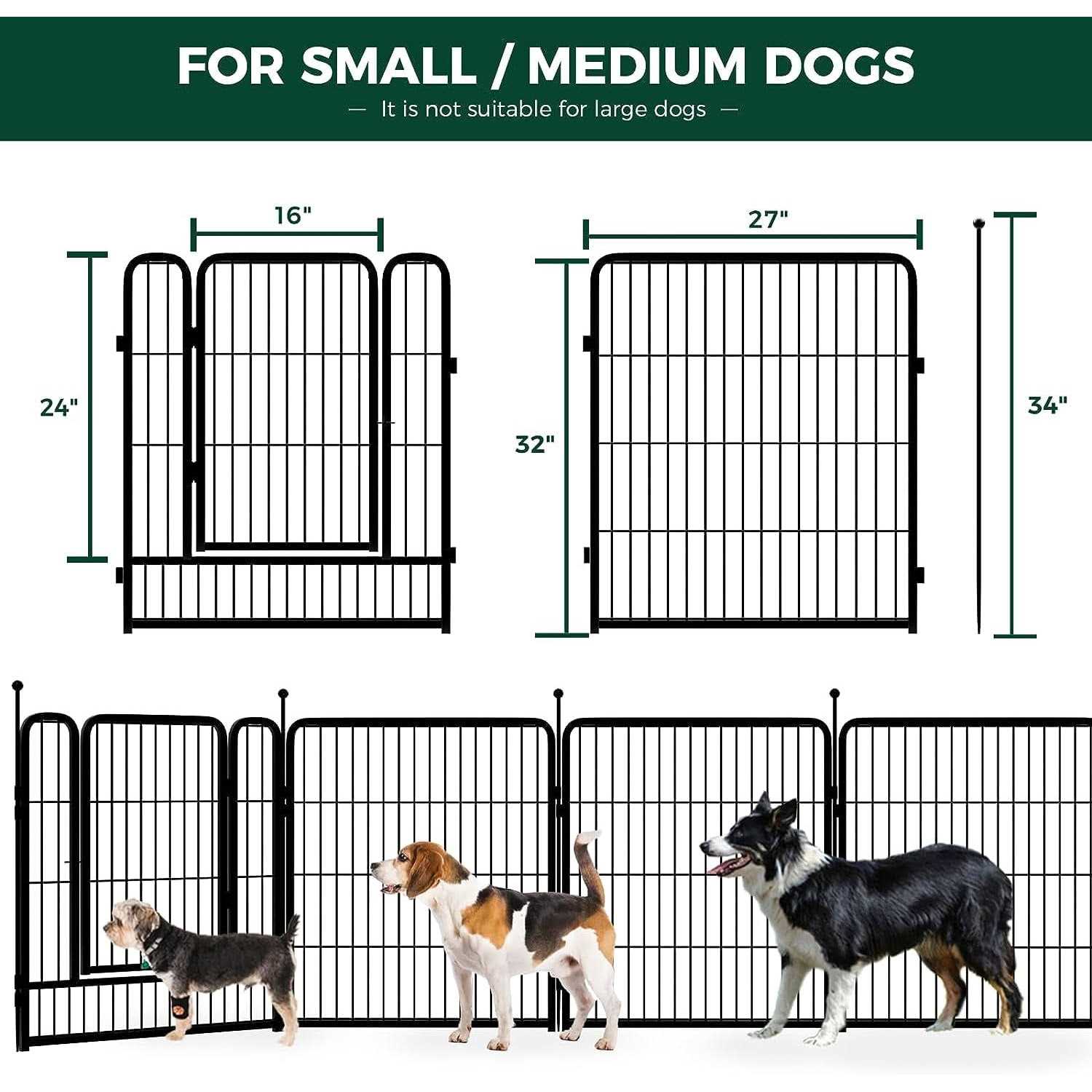 Fxw Rollick Dog Playpen Outdoor Panels Height Dog Fence Exercise Pen with Doors for Medium/Small Dogs - Nail Gallerys