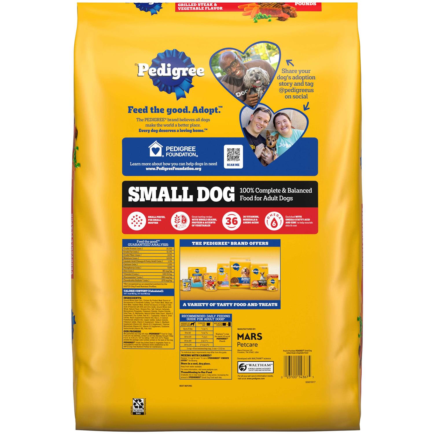 Pedigree Grilled Steak & Vegetable Flavor Small Dog Adult Complete Nutrition Dry Dog Food - Nail Gallerys