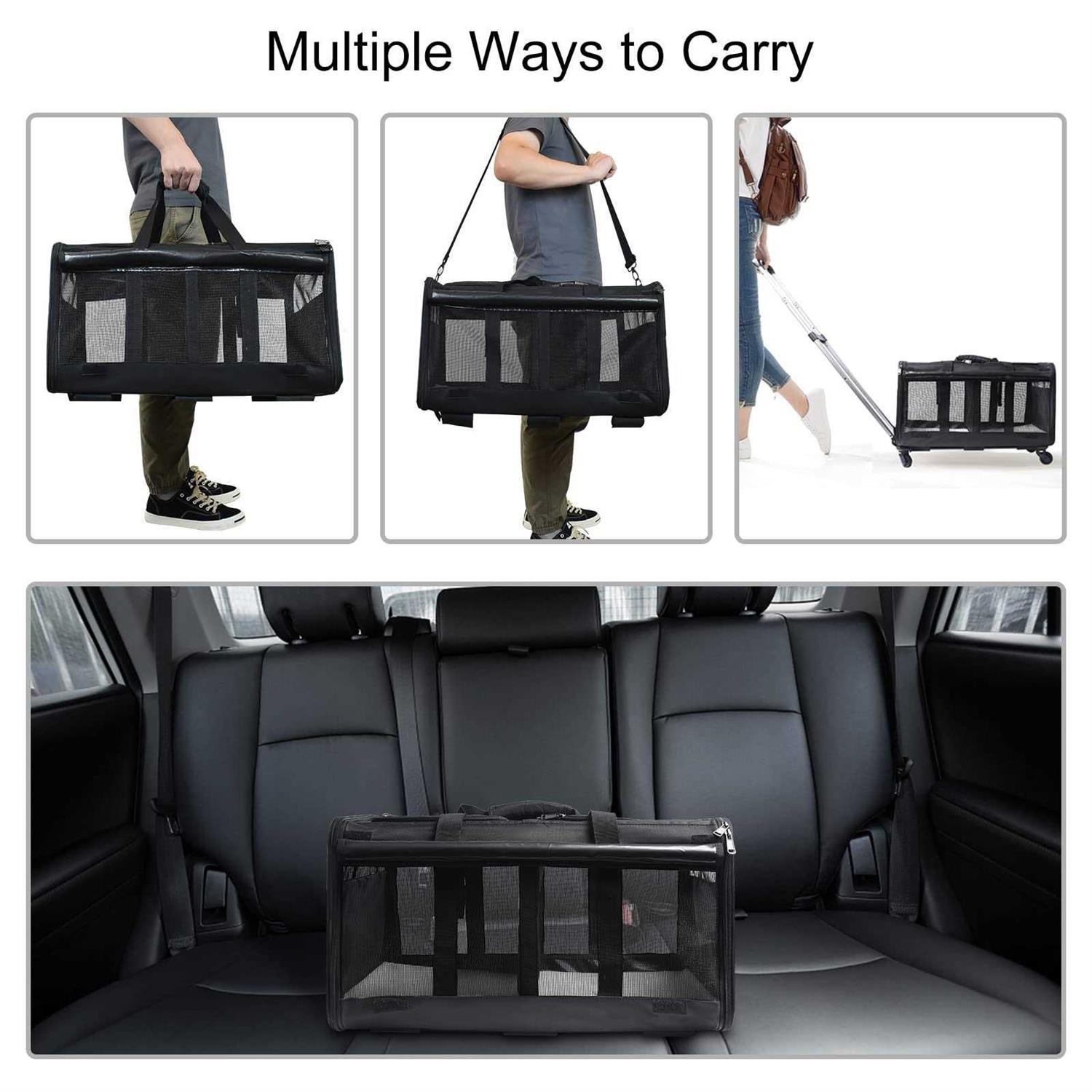 LIONROGE Double-Compartment Pet Rolling Carrier with Wheels for 2 Pets,Cat Rolling Carrier for 2 Cats,Super Ventilated Design,Ideal for Traveling - Nail Gallerys