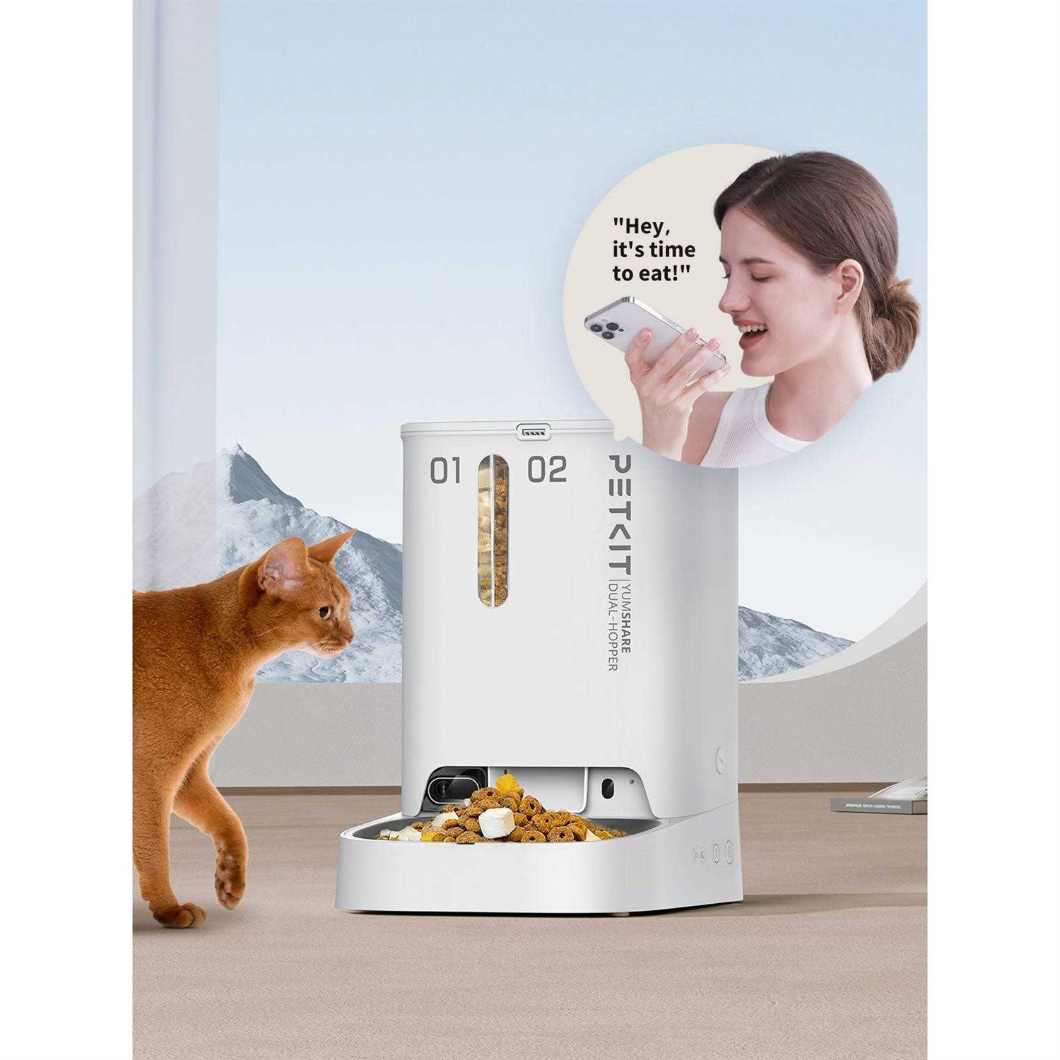 Petkit Yumshare Dual-Hopper Wifi Enabled 5L Automatic Cat Feeder with Camera, 2-Way Audio and Smart App Control - Nail Gallerys