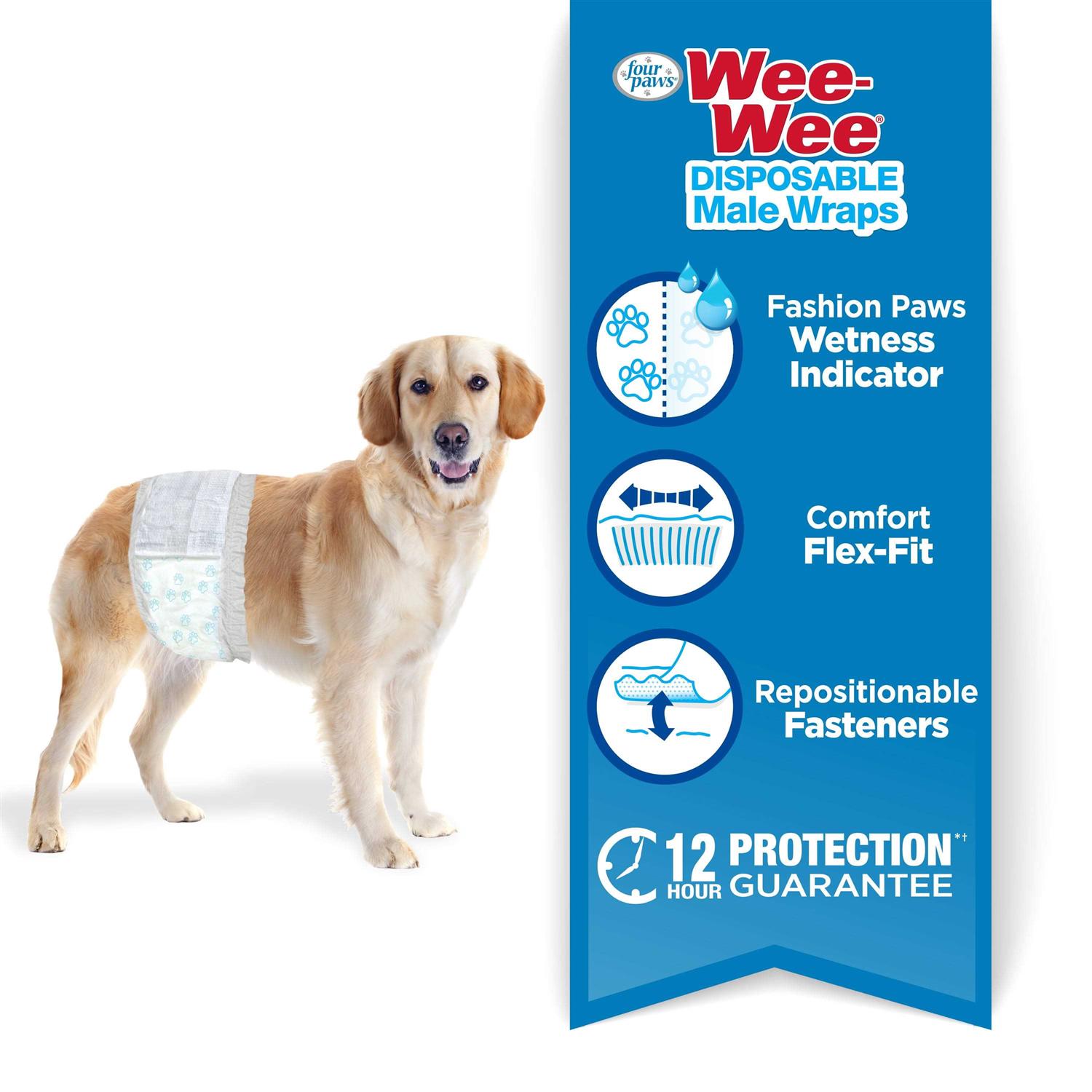 Four Paws Wee Wee Disposable Male Dog Wraps - Nail Gallerys