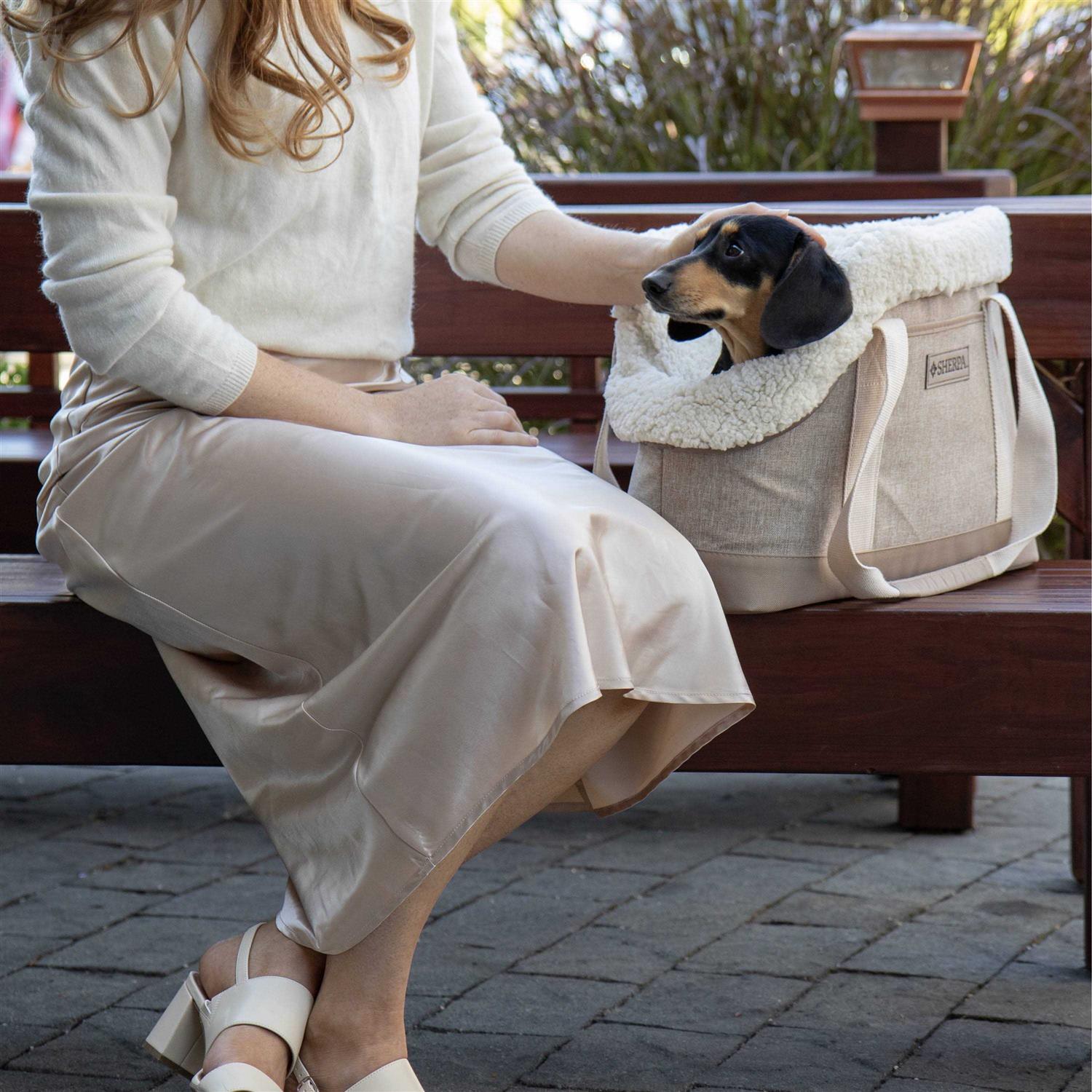 Sherpa Tan Luxe Tote Fashionable Pet Carrier - Nail Gallerys