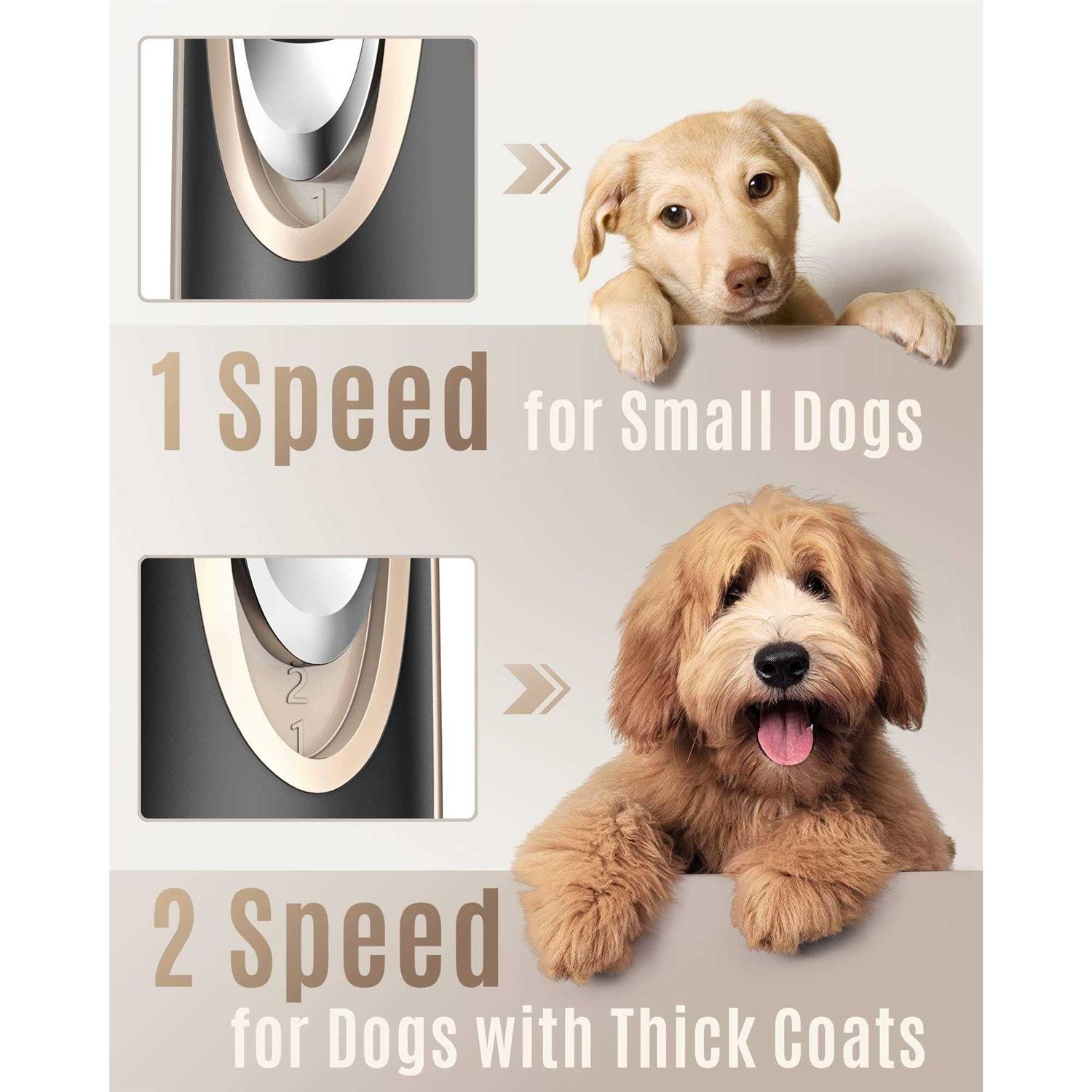 oneisall Dog Clippers Low Noise, 2-Speed Quiet Dog Grooming Kit Rechargeable Cordless Pet Hair Clipper Trimmer Shaver for Small and Large Dogs Cats - Nail Gallerys