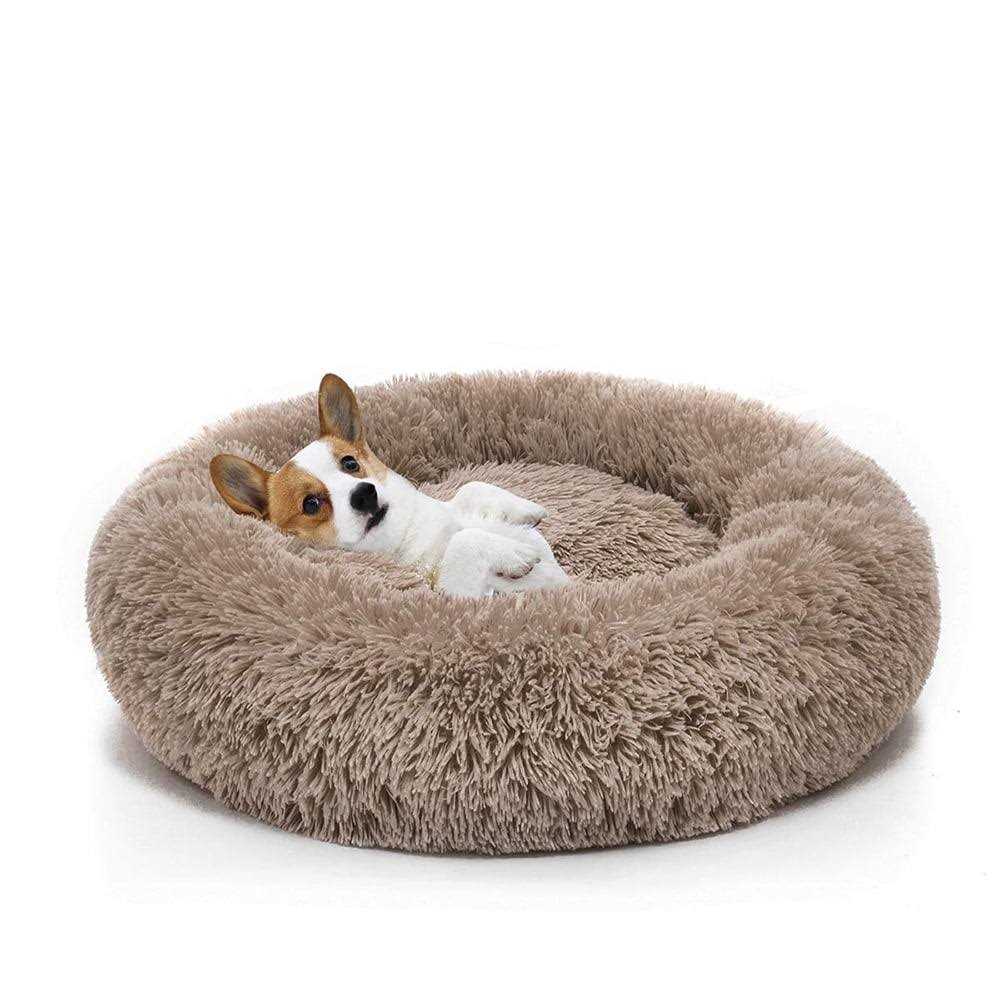 Round Plush Pet Bed for Dogs & Cats,Fluffy Soft Warm Calming Bed Sleeping Kennel Nest - Nail Gallerys