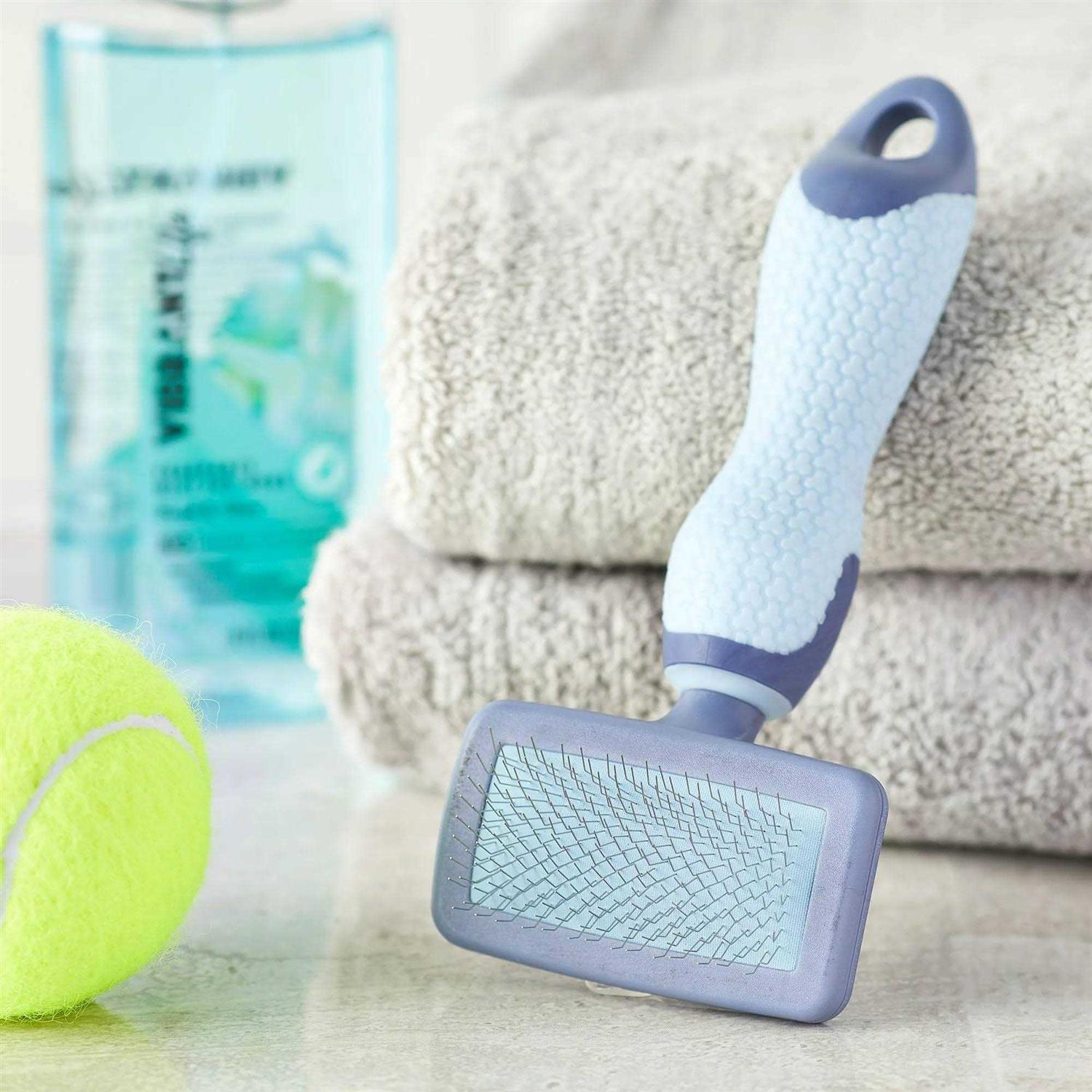 Vibrant Life Plastic Dog Slicker Grooming Brush with a TPR Grip - Nail Gallerys