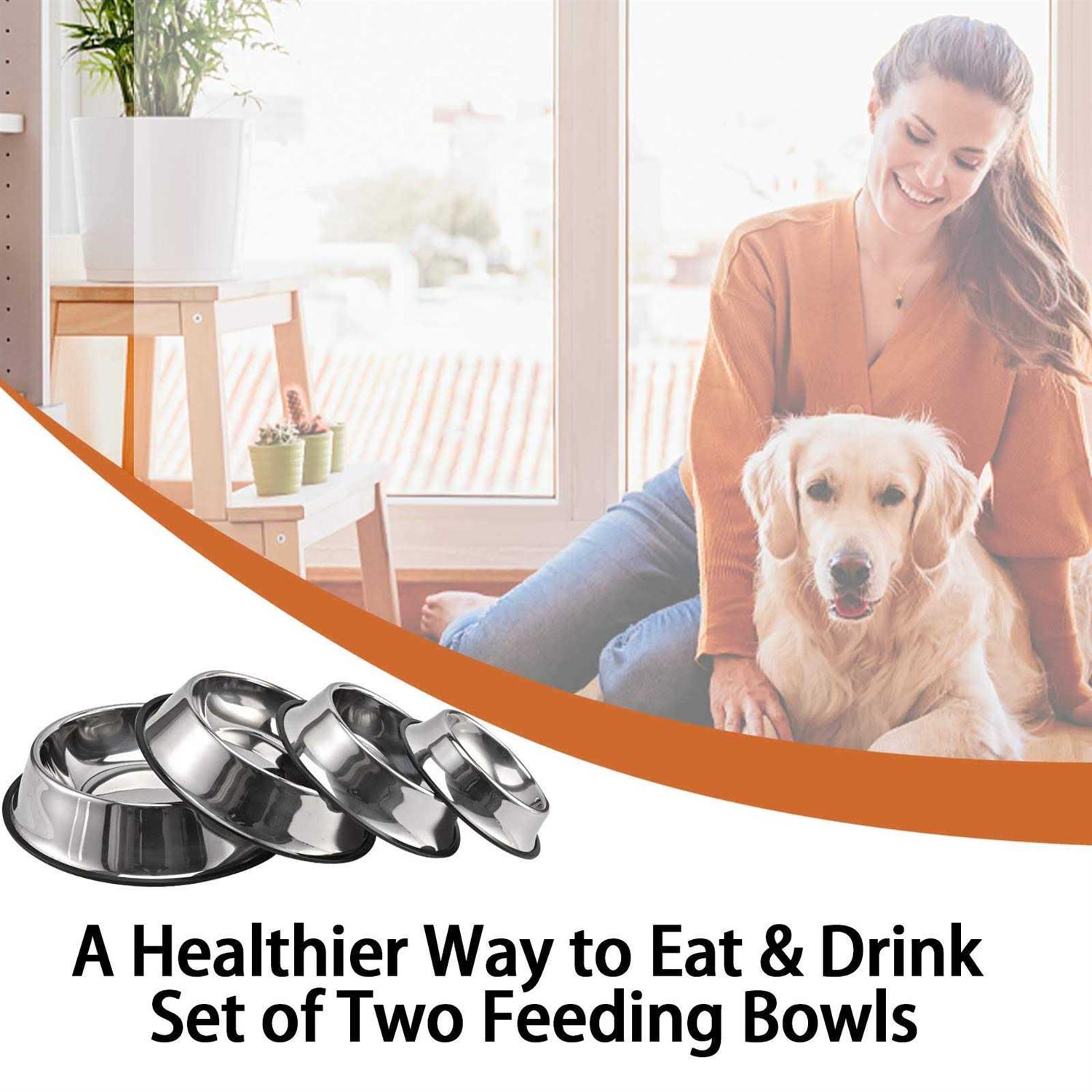 Juqiboom 2Packs Stainless Steel Dog Bowl with Anti-Skid Rubber Base for Small/Medium/Large Pet, Perfect Dish, Pets Feeder Bowl and Water Bowl Perfect Choice - Nail Gallerys
