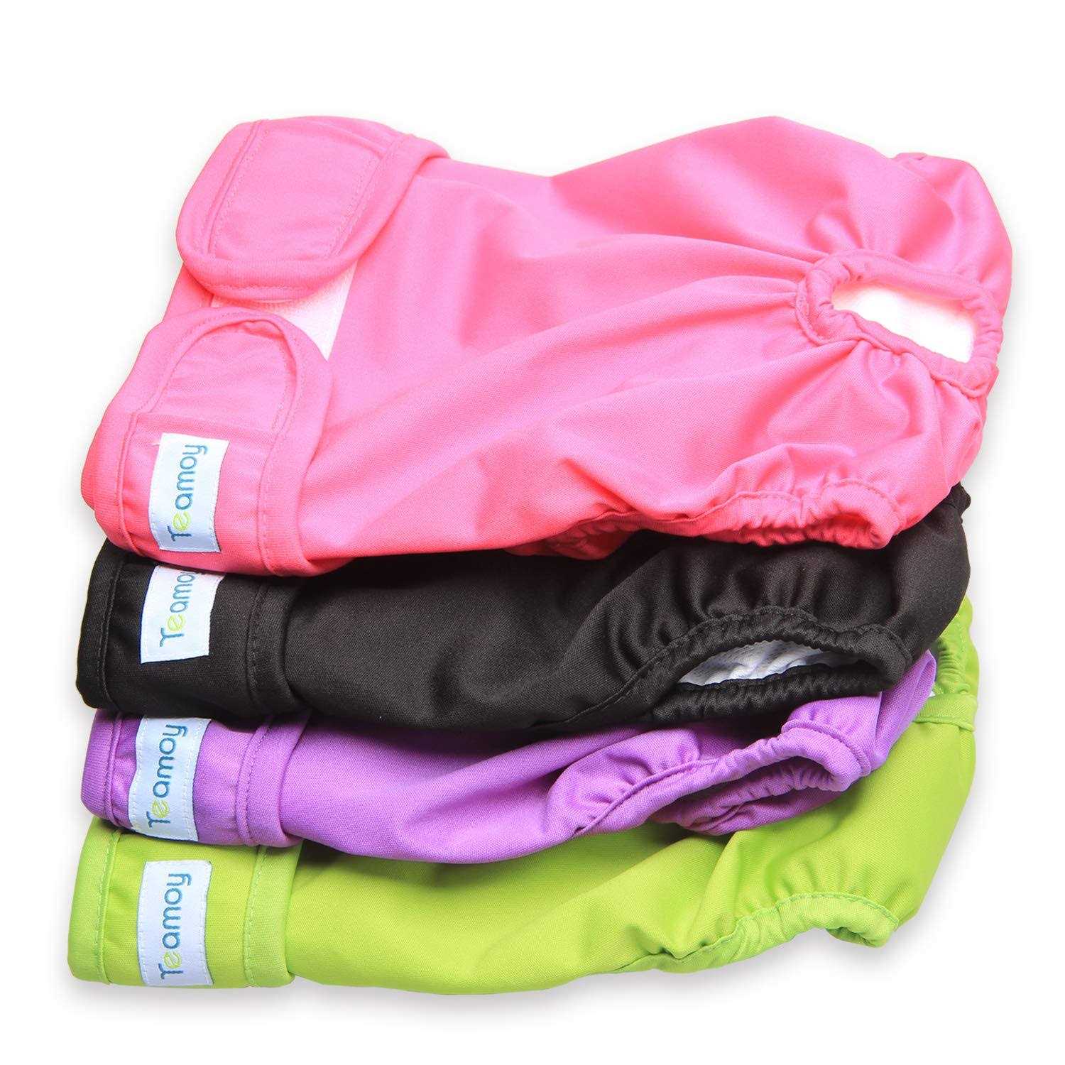 Teamoy 4pcs Washable Female Dog Diapers, Reusable Doggie Diaper Wraps for Female Dogs, Super-Absorbent and Comfortable - Nail Gallerys