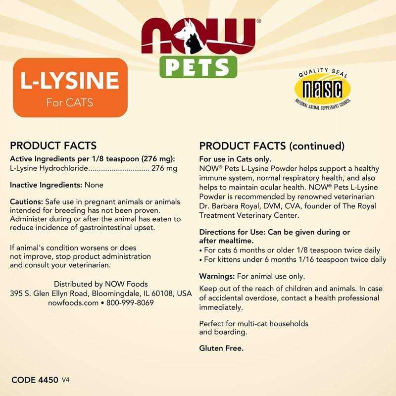 Now Pets L-Lysine Powder for Cats - Nail Gallerys