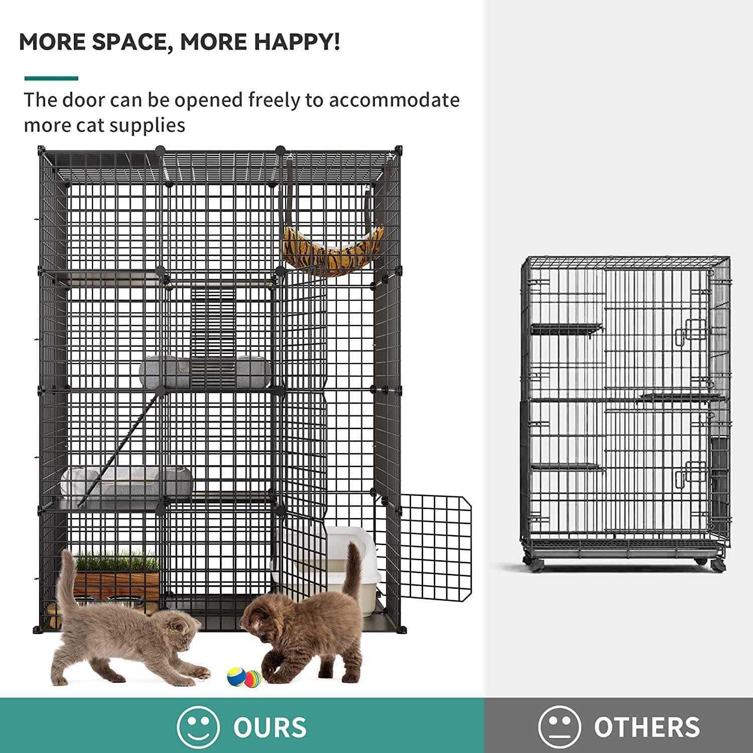 Dextrus 4-Tier Cat Cage Cat Hammock Large Metal Wire Cat Kennel DIY Cat Playpen Perfect - Nail Gallerys