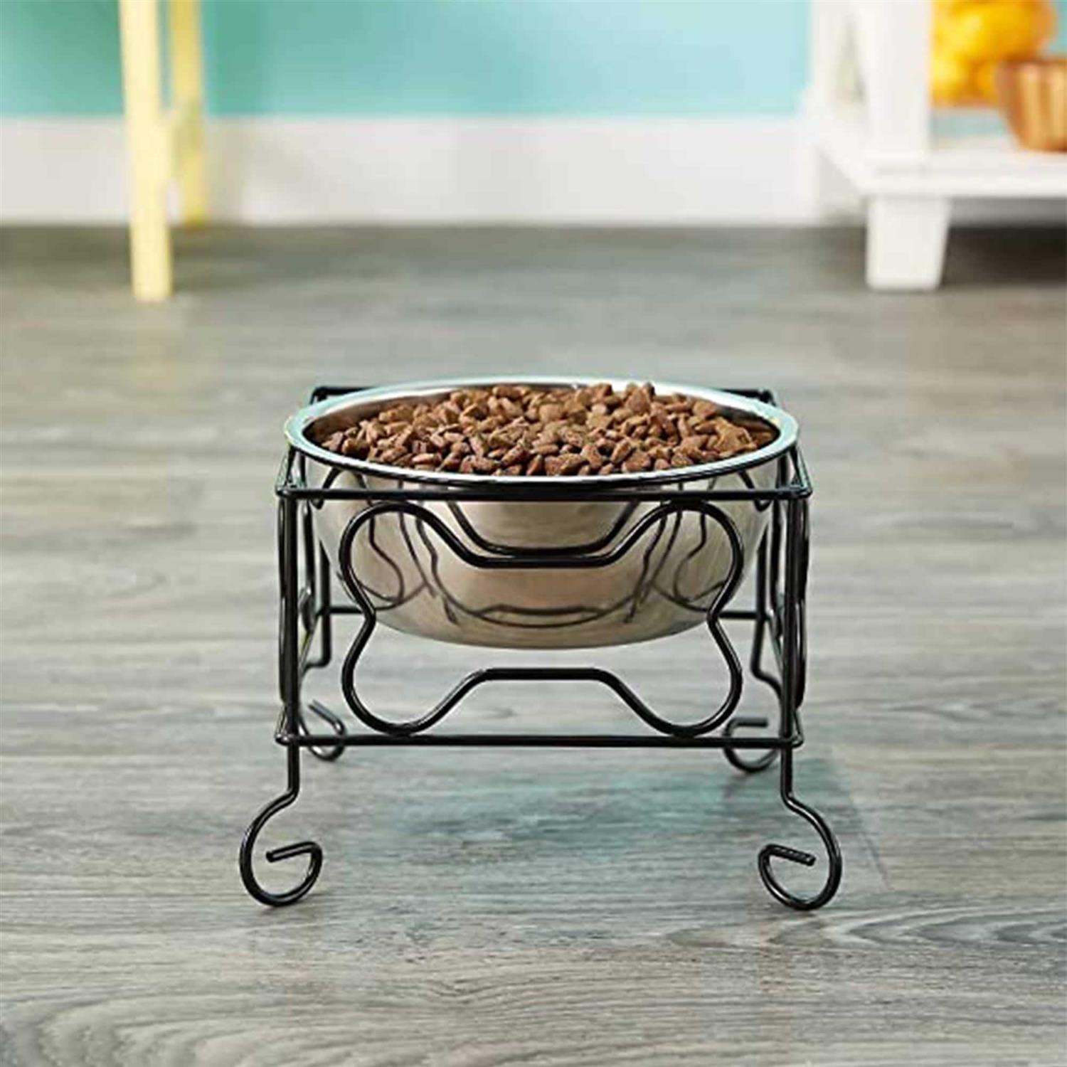 YML Wrought Iron Stand with Single Stainless Steel Feeder Bowl - Nail Gallerys