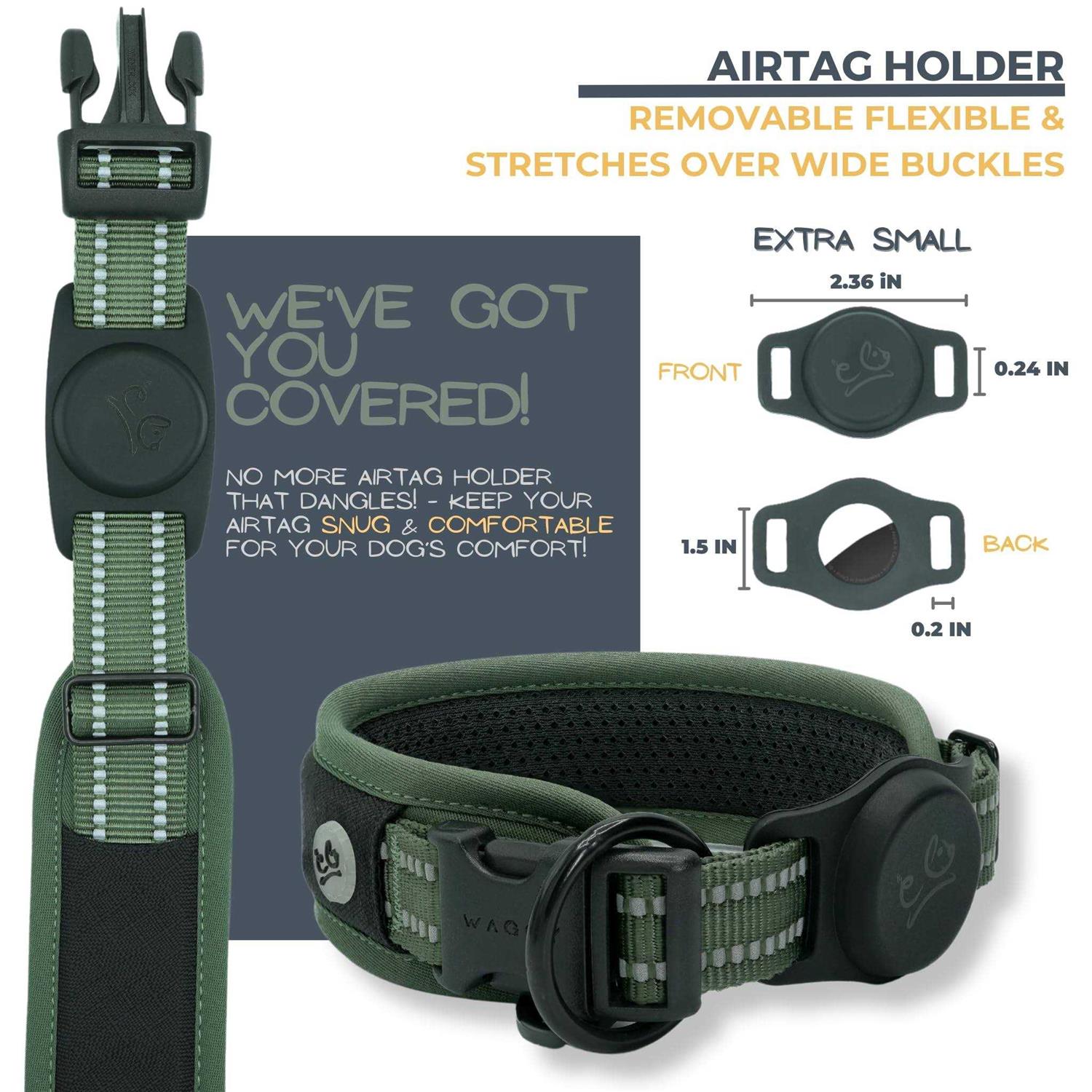 Premium Dog Collar Apple Airtag Holder – Adjustable Heavy Duty 3M Reflective No Chafing Ultra Soft Air Mesh Padded w/Quick Release Buckle Pet - Nail Gallerys