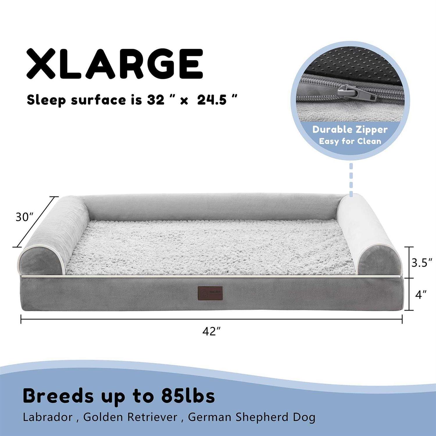 WESTERN HOME Orthopedic Dog Beds for Large Dogs, Foam Pet Sofa with Waterproof Lining, Removable Washable Cover and Nonskid Bottom - Nail Gallerys