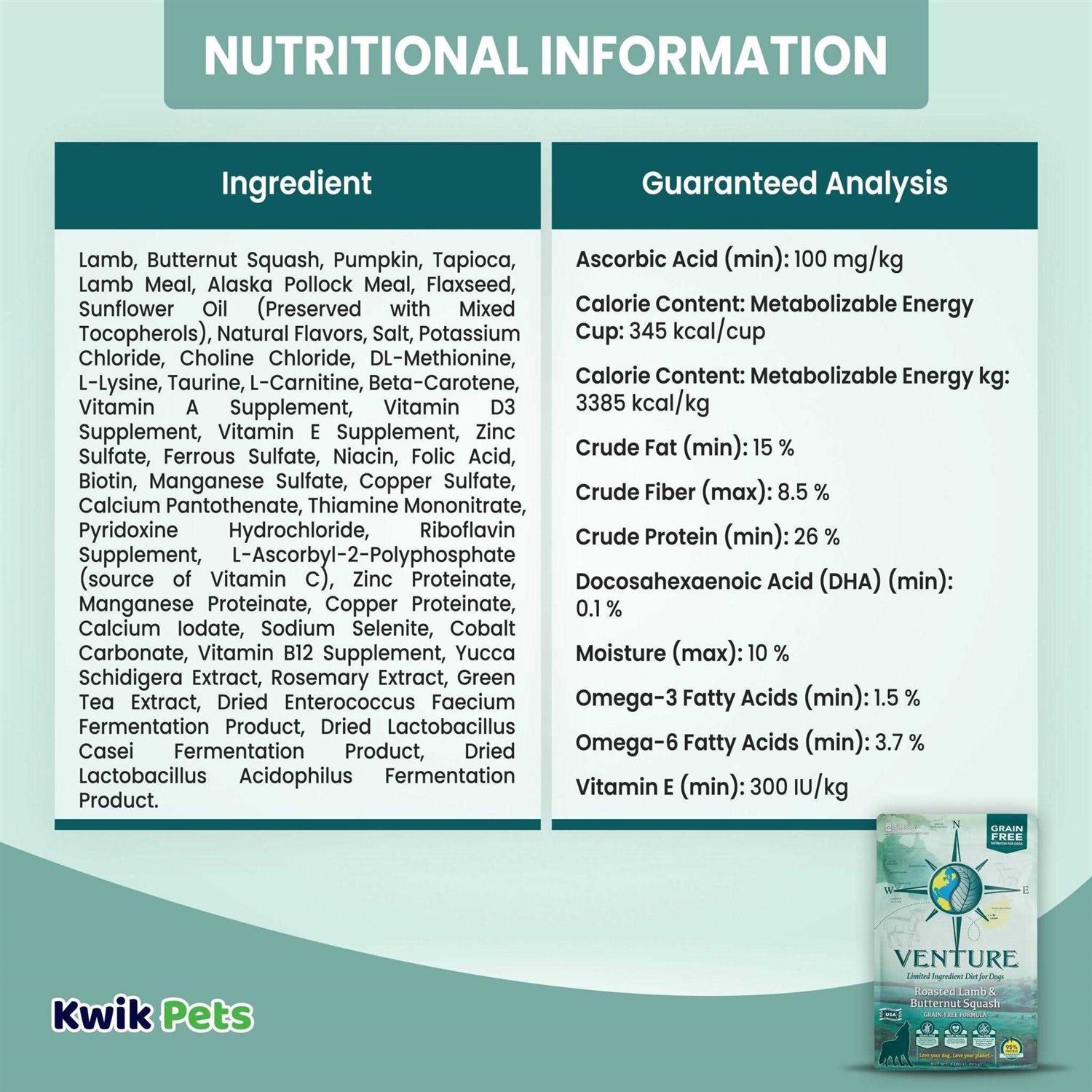 Earthborn Holistic Venture Roasted Lamb & Butternut Squash Limited Ingredient Diet Grain-Free Dry Dog Food - Nail Gallerys