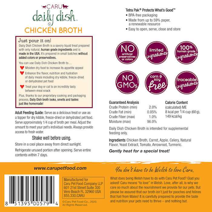 Caru Daily Dish Chicken Broth Meal Topper for Dogs and Cats - Nail Gallerys