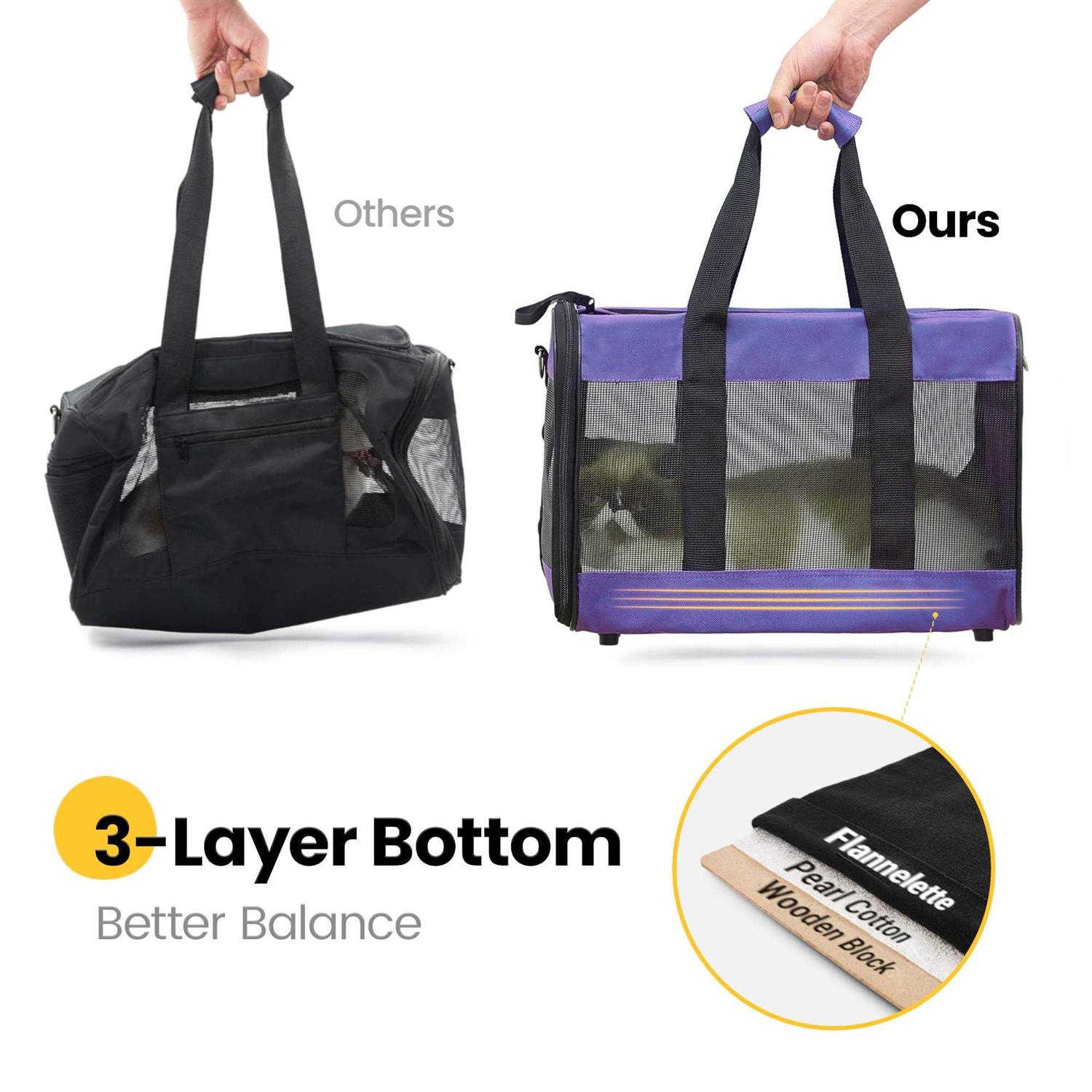 Conlun Cat Carrier Airline Approved Soft-Sided Dog Carrier with Inner Safety Leash - Nail Gallerys