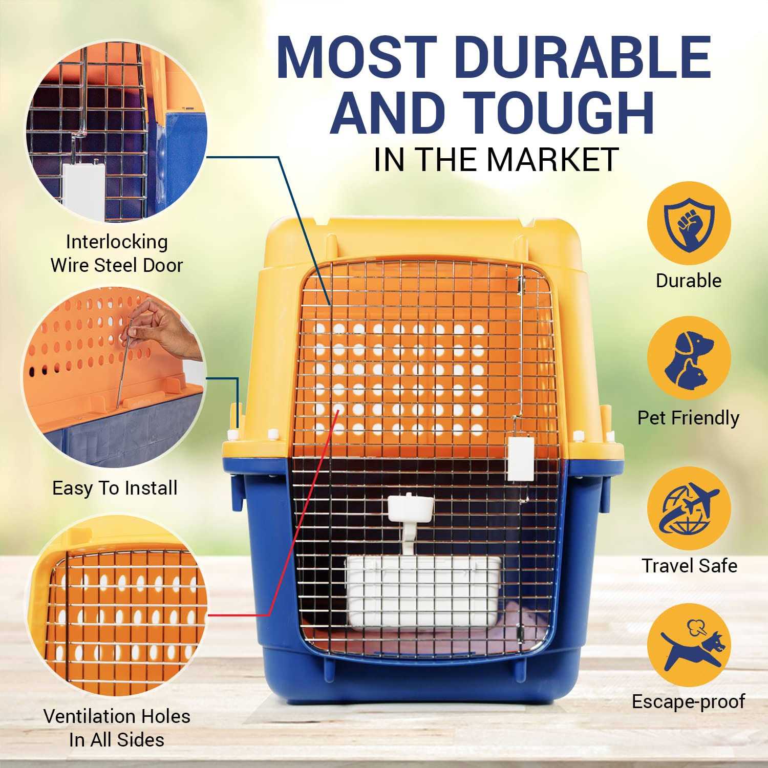 Pet-express Pet Crate Durable, Heavy Duty Dog Cat Kennel, Iata Airline Approved Pet Carrier, Pet Palace Dog Kennel, Travel Dog and Cat Crate - Nail Gallerys
