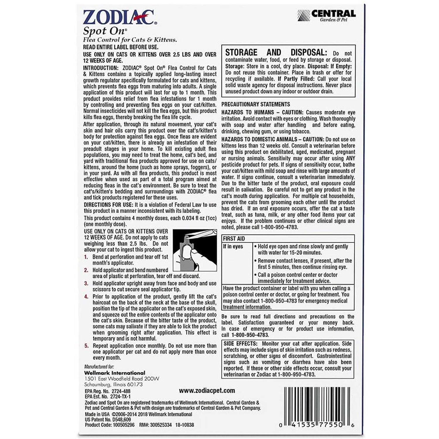 Zodiac Spot On Flea Cats & Kittens - Nail Gallerys