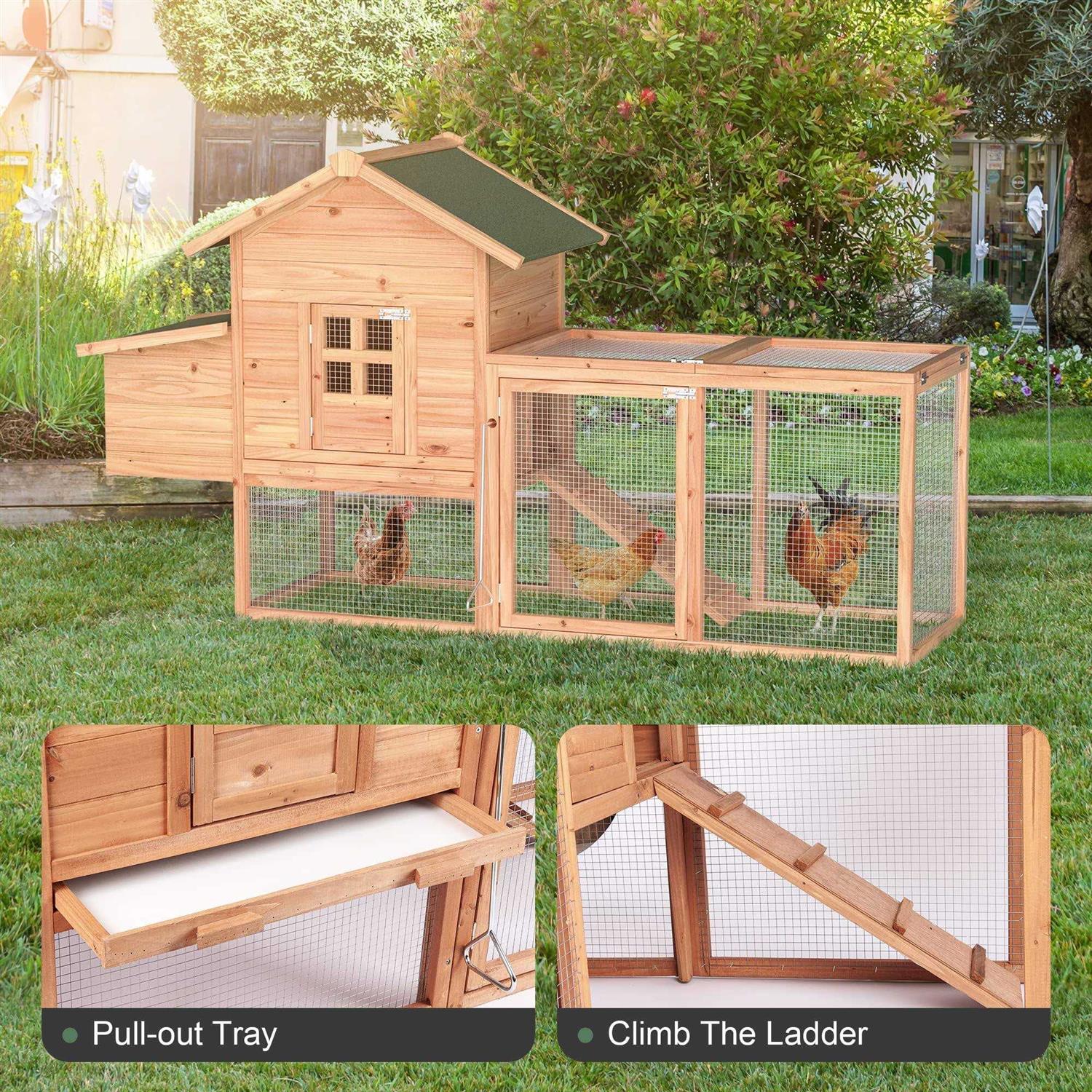 Grezone Chicken Coop Large Wooden Outdoor Hutch Hen Cage with Ventilation Castle Door - Nail Gallerys