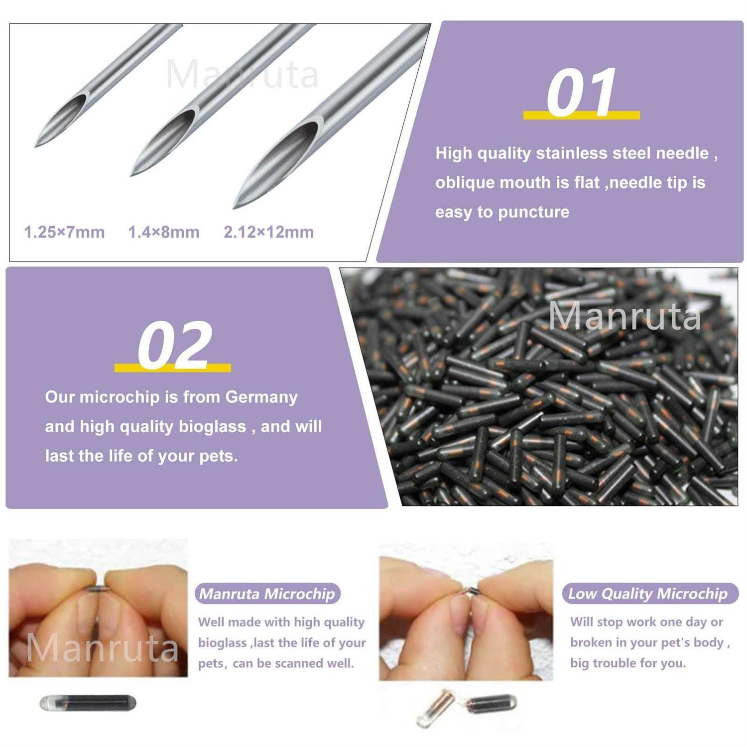 Manruta Universal Standard Iso Pet Id Microchip Tags 134.2Khz Fdx-B Smaller Size 8 Mm Length 20 Pack for Dogs and Cats - Nail Gallerys