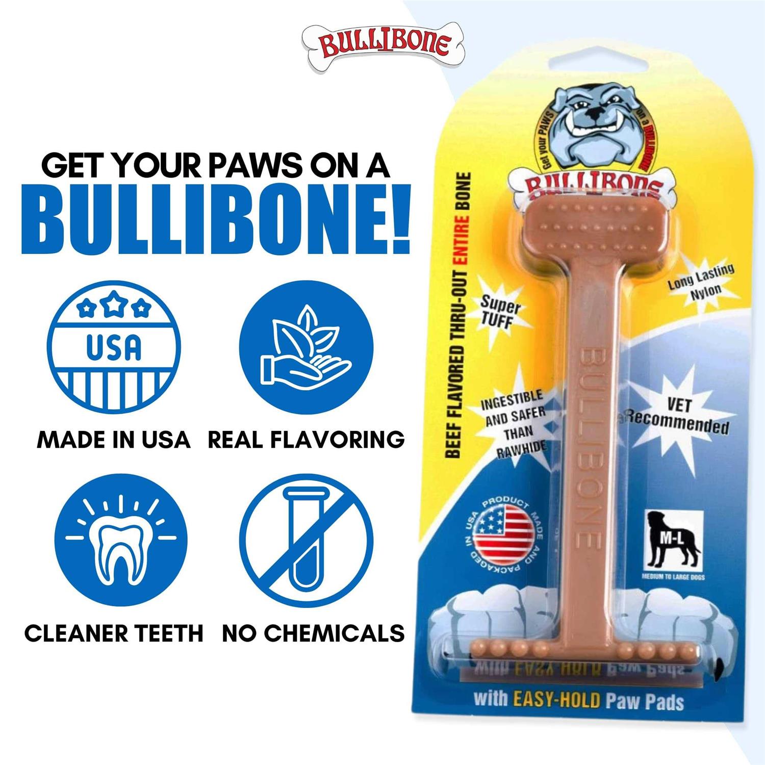 Bullibone Nylon Dog Chew Toy Nylon Bone Improves Dental Hygiene Easy to Grip Bottom and Permeated with Flavor - Nail Gallerys