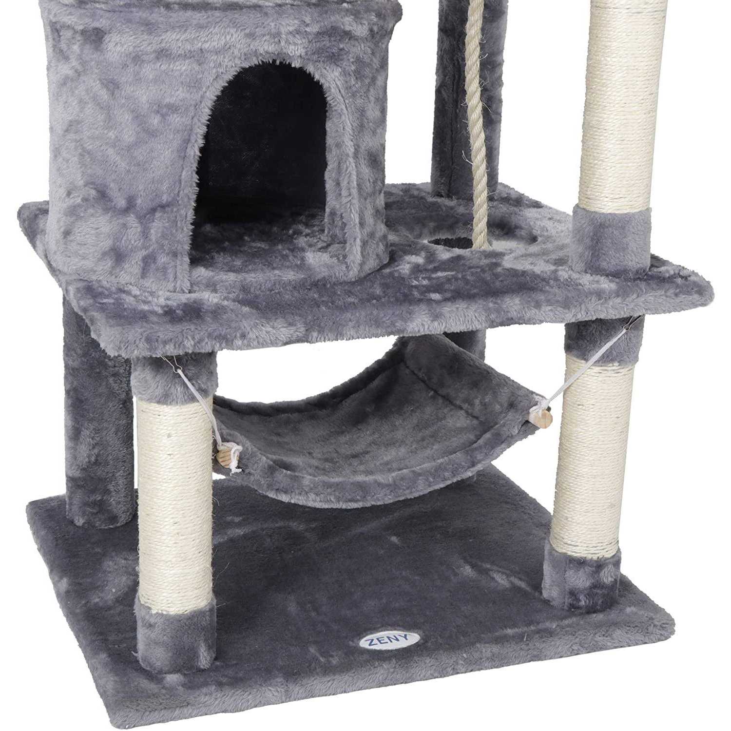 Zeny 57-in Cat Tree & Condo Scratching Post Tower Kitten Activity Play House - Nail Gallerys