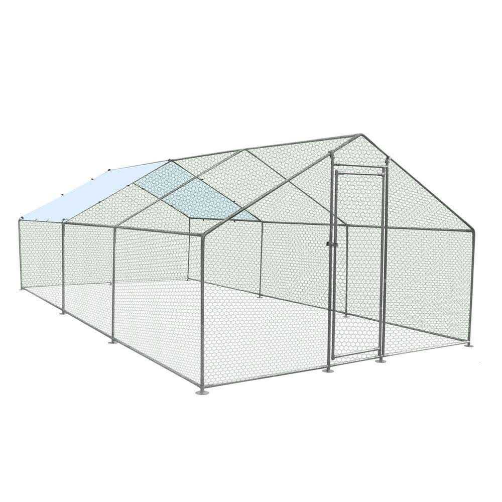 120 in. x 240 in. x 74.4 in. H Metal Chicken Coop Large Waterproof Chicken Poultry Cage - Nail Gallerys