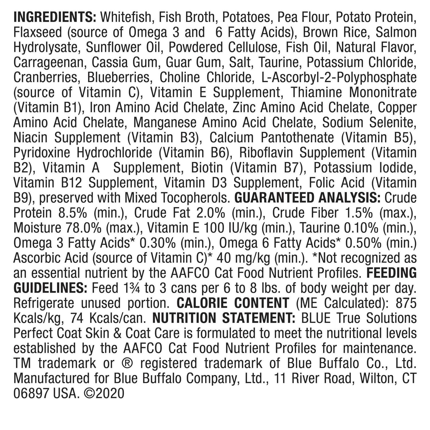 Blue Buffalo True Solutions Perfect Coat Natural Skin & Coat Care Adult Wet Cat Food - Nail Gallerys