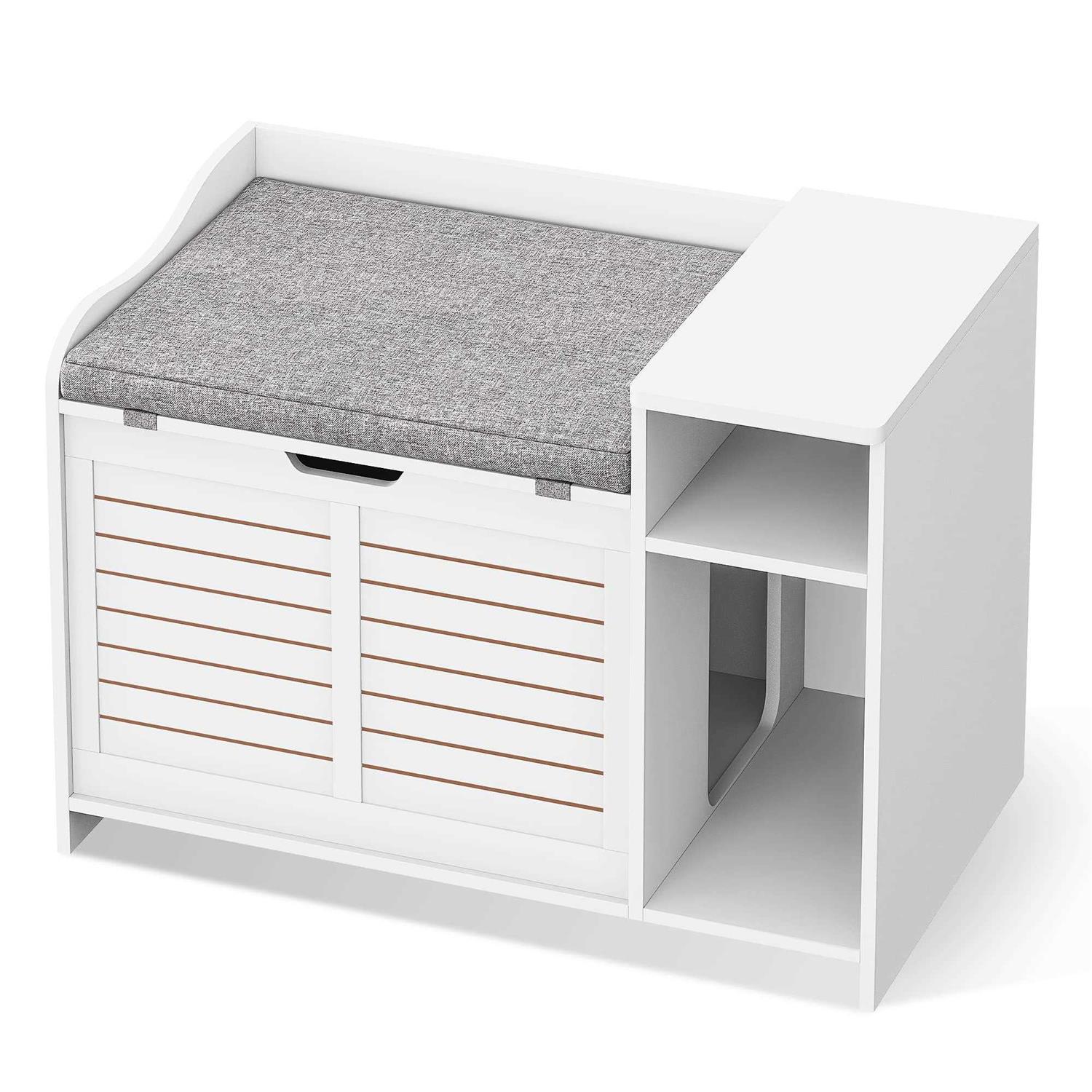 IDEALHOUSE Litter Box Enclosure with Top Opening with Cushion Cat Litter Box Furniture Hidden - Nail Gallerys