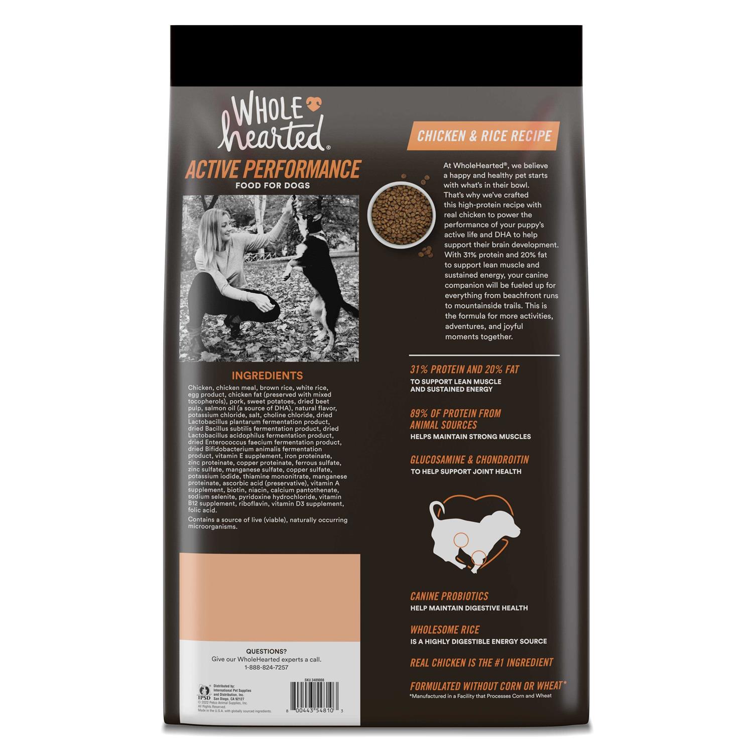 WholeHearted Active Performance High-Protein Chicken & Rice Recipe Dry Puppy Food - Nail Gallerys