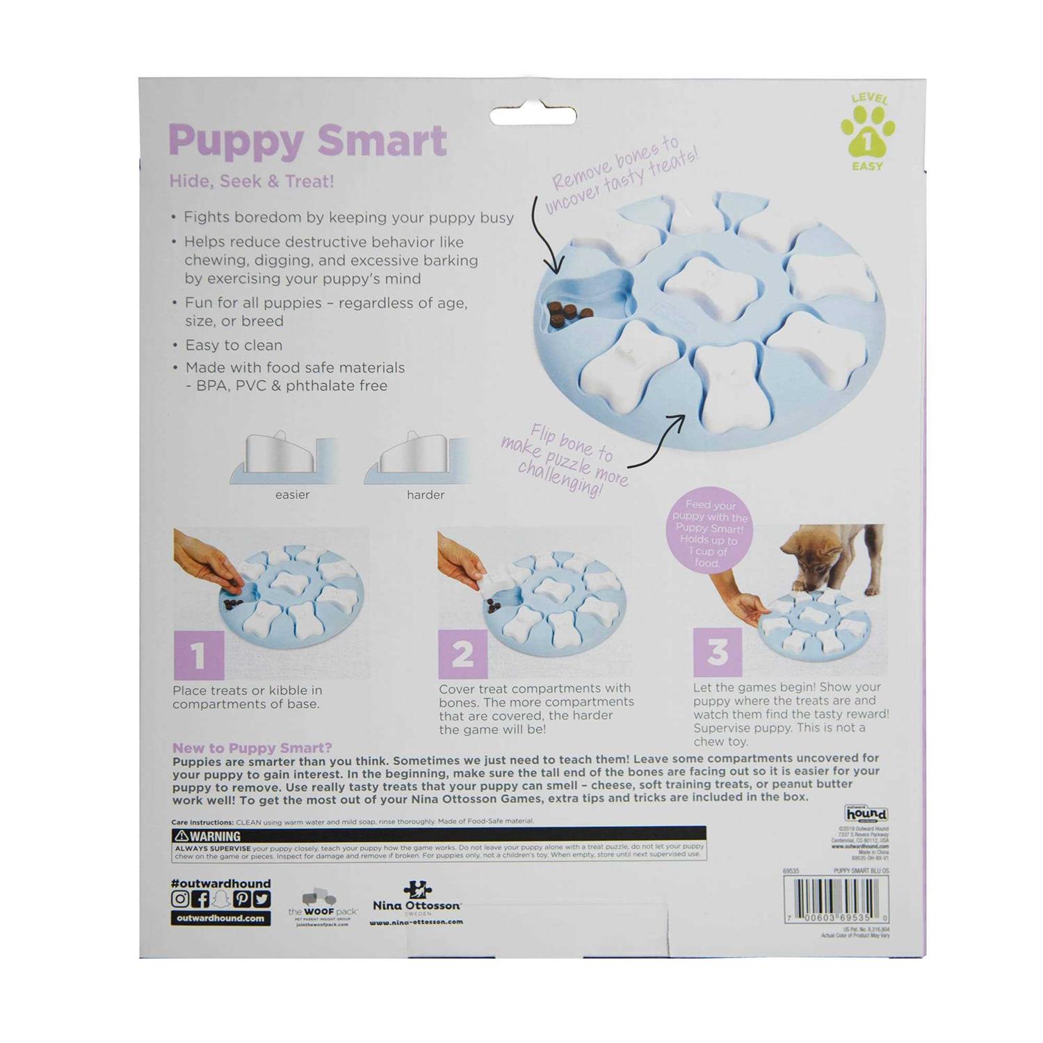 Outward Hound Puppy Smart Interactive Treat Puzzle Blue Dog Toy - Nail Gallerys