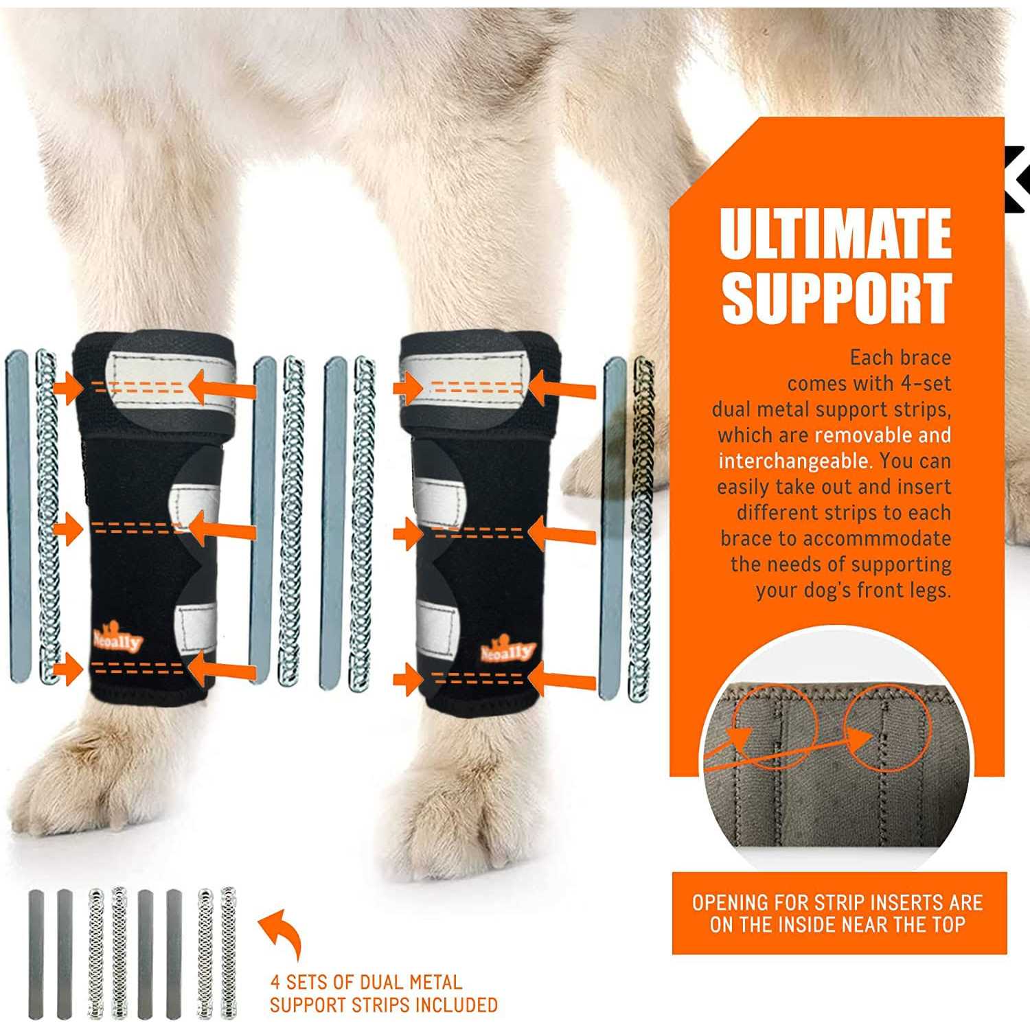 NeoAlly 3-in-1 Dog Splint Front Leg Support, Front Leg Brace with Rigid and Spring Inserts - Nail Gallerys