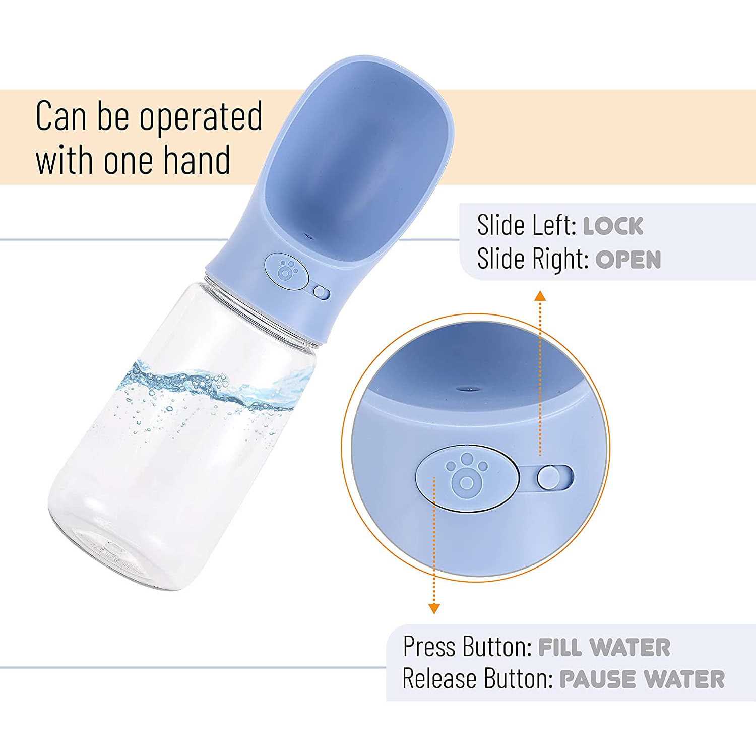 Mr. Pen Dog Water Bottle 19oz Large Blue Portable Dog Water Bottle - Nail Gallerys