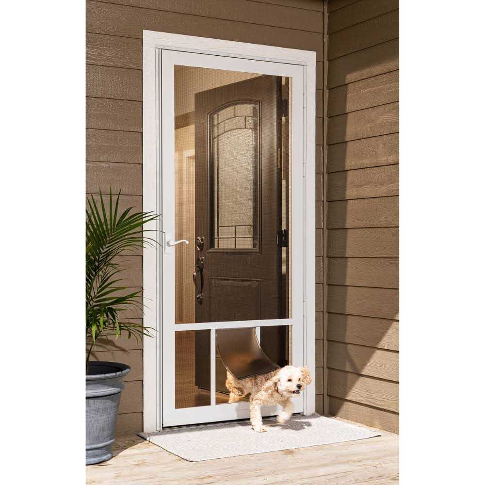 LARSON Pet Breeze 32-in x 81-in Brown Aluminum Hinged Screen Door - Nail Gallerys