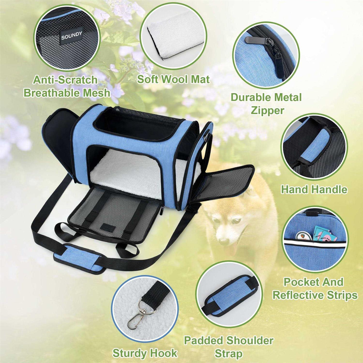 Soundy Dog Carrier Cat Carriers Airline Approved Pet Carrier for Small Medium Dogs Cats Puppies Collapsible Soft Sided Travel Puppy car - Nail Gallerys