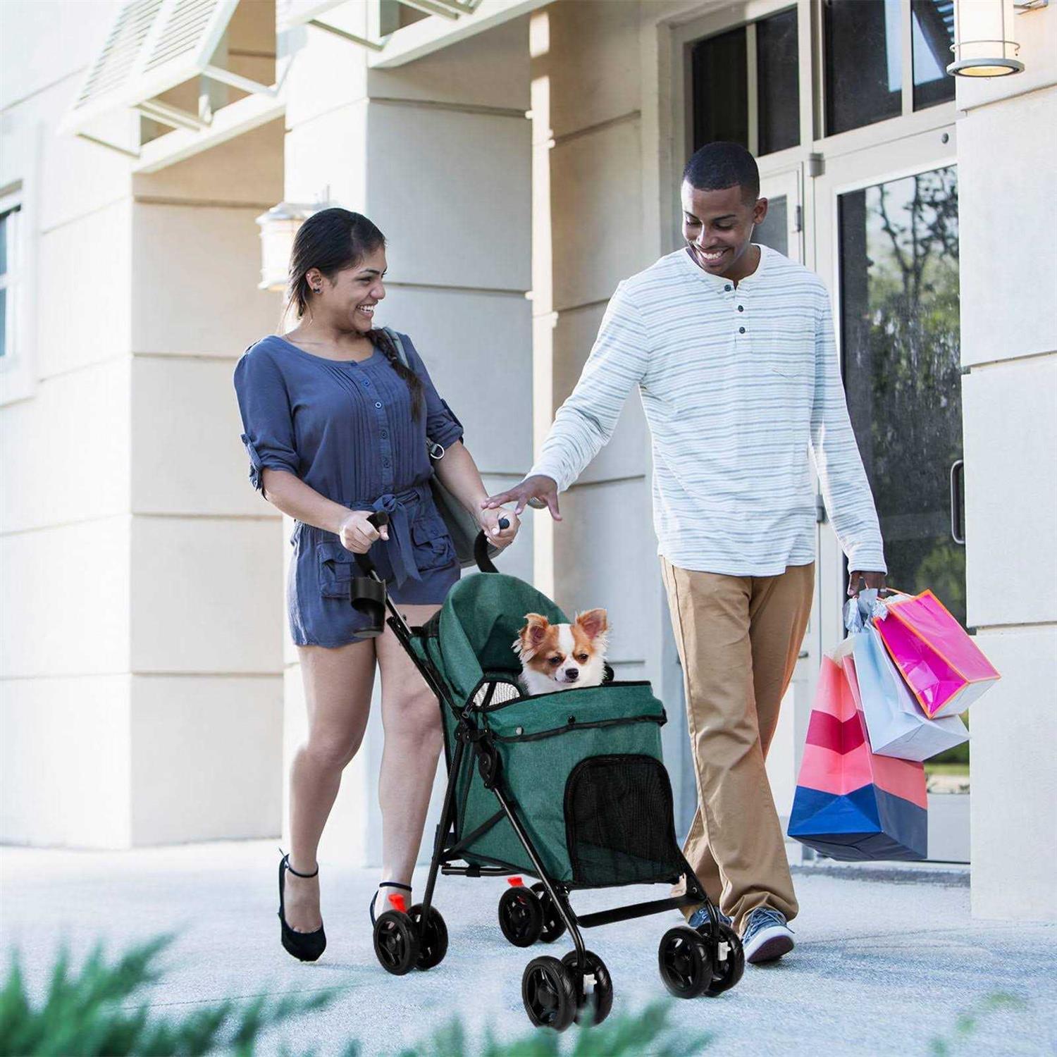 Pet Dog Stroller, Wedyvko 4 Wheels Foldable Dogs and Cat Strollers with Cup Holder for Small and Medium Cats - Nail Gallerys