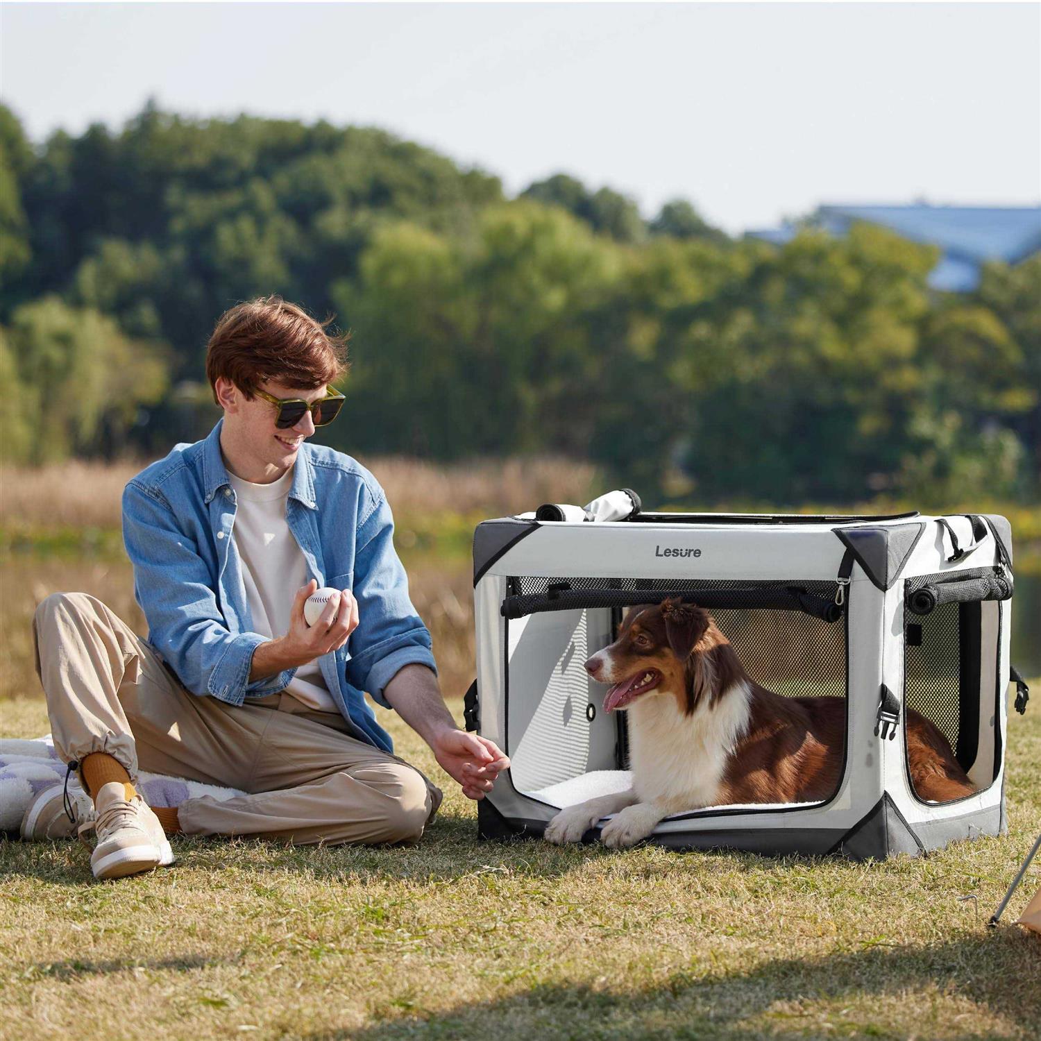 LE SURE Lesure Collapsible Dog Crate Portable Dog Travel Crate Kennel Dog - Nail Gallerys
