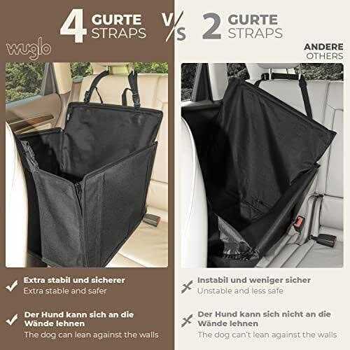 Wuglo Extra Stable Dog car Seat Reinforced car Dog Seat for Medium-Sized Dogs with 4 Fastening Straps - Nail Gallerys