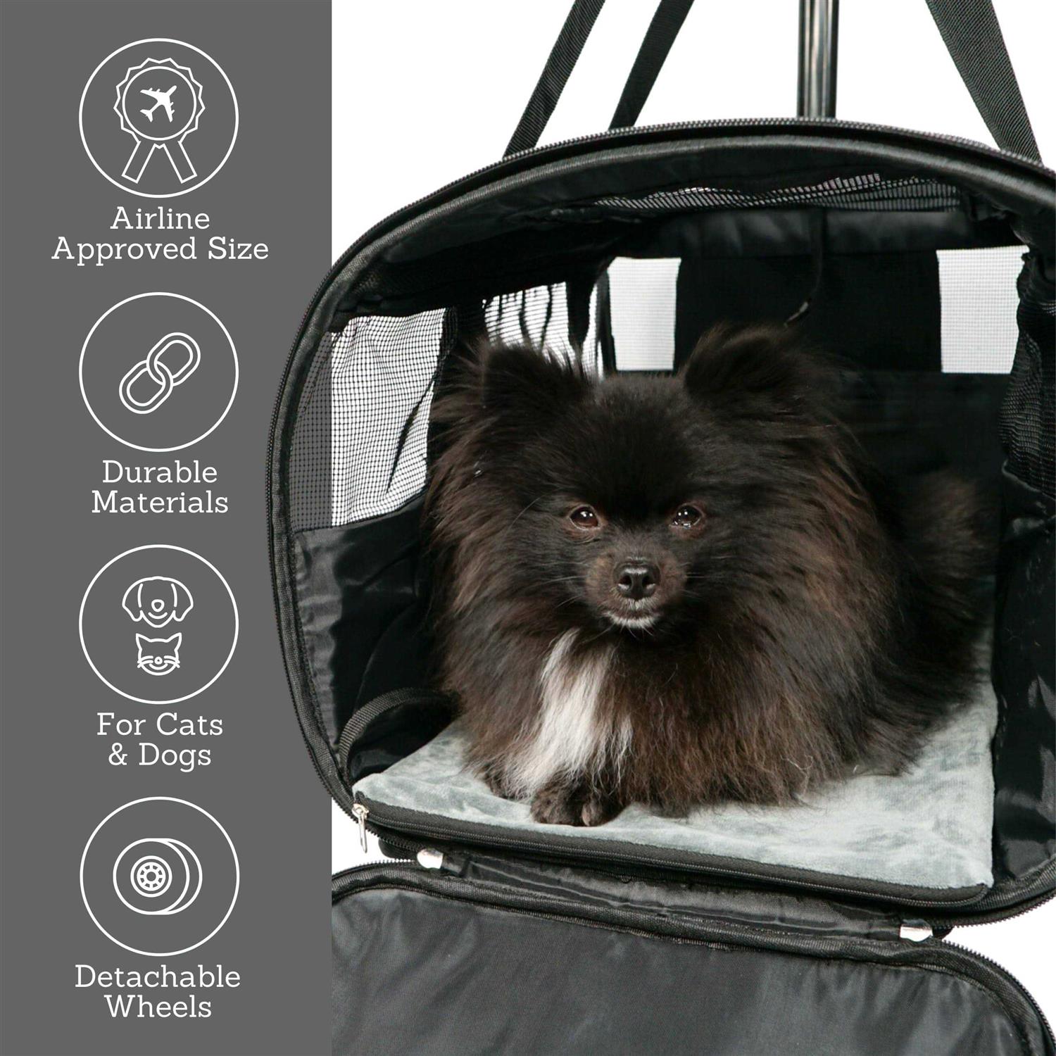 Pet Carrier with Wheels – Airline Approved – Rolling Pet Carrier – Soft Dog & Cat Travel Carrier - Nail Gallerys