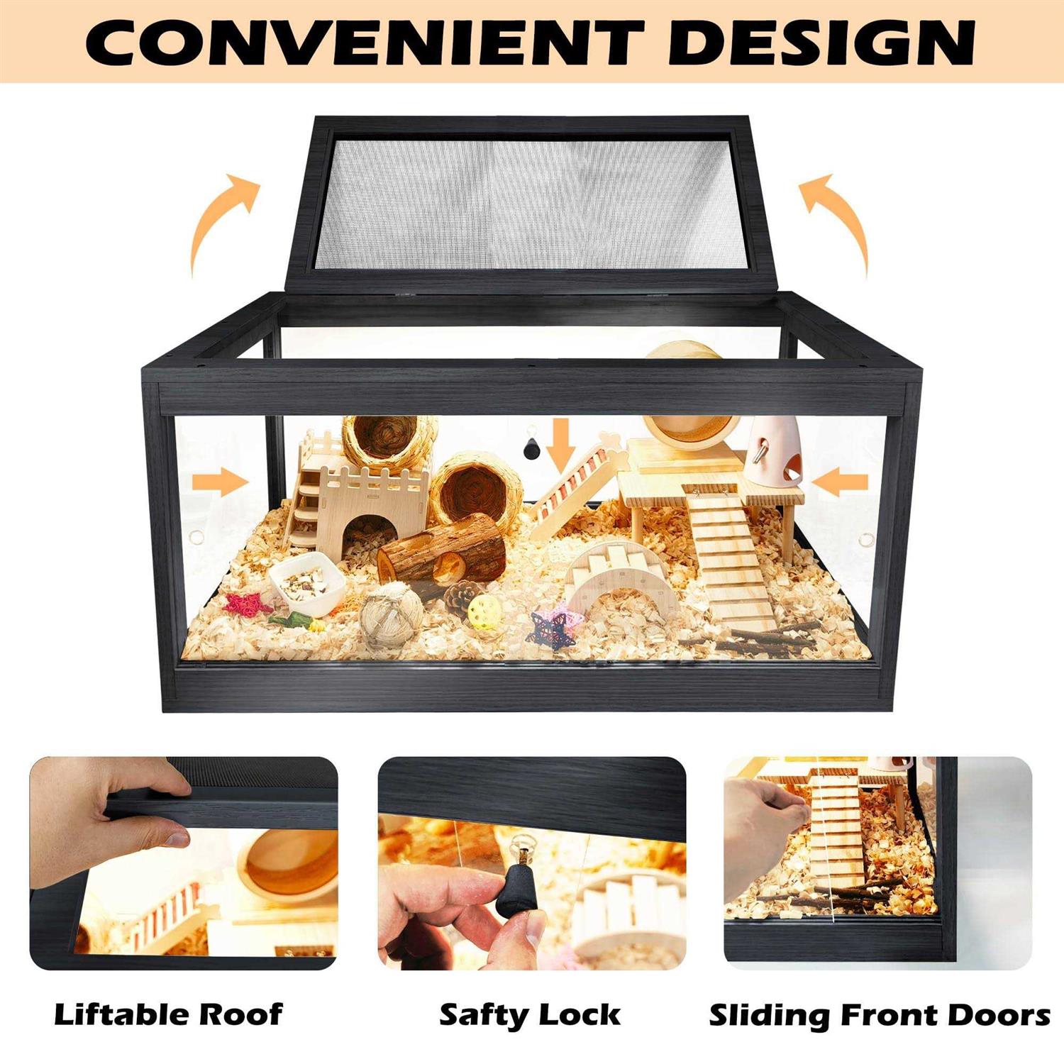 Prolee Hamster Cage Wooden Mice and Rat Habitat Openable Top with Acrylic Sheets Solid Built - Nail Gallerys