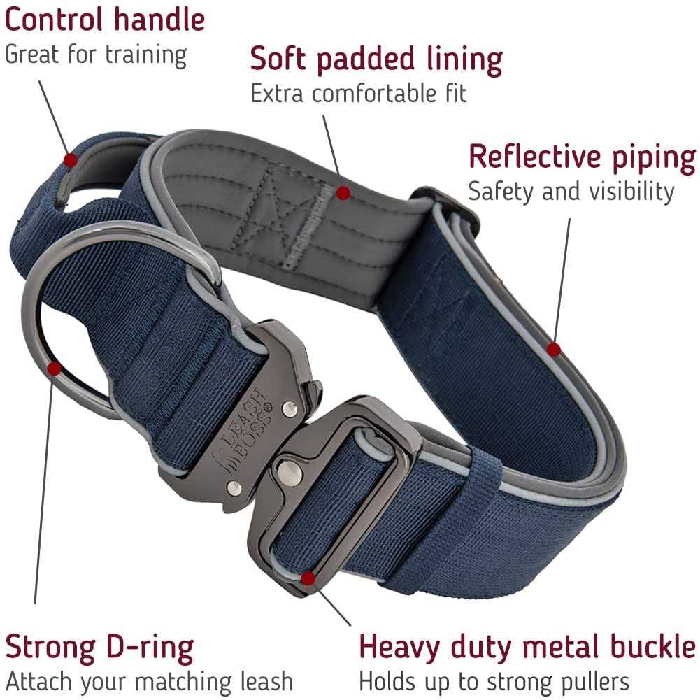 Leashboss Tactical Dog Collar Dog Collar with Handle Heavy-Duty Adjustable Military K9 Collar with Quick Release Buckle and Handle - Nail Gallerys