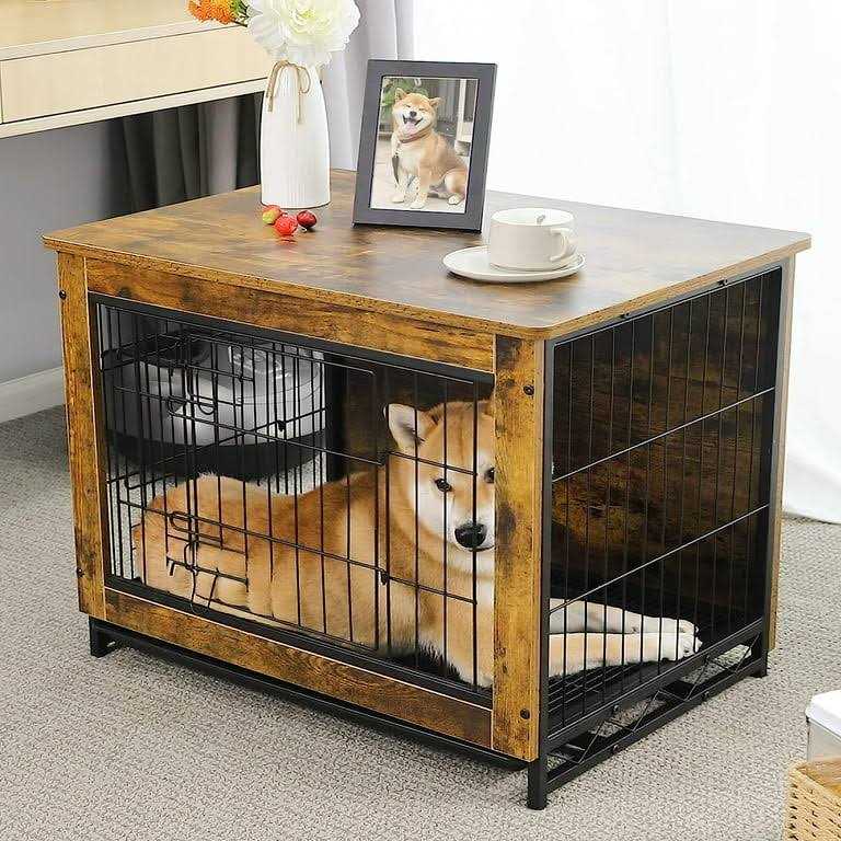 Arlopu Dog Crate Furniture Wooden End Table Indoor Dog Kennel - Nail Gallerys