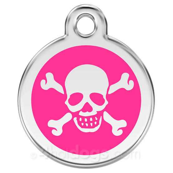 Red Dingo Enamel Pet ID Tag Skull & Cross Bone - Nail Gallerys