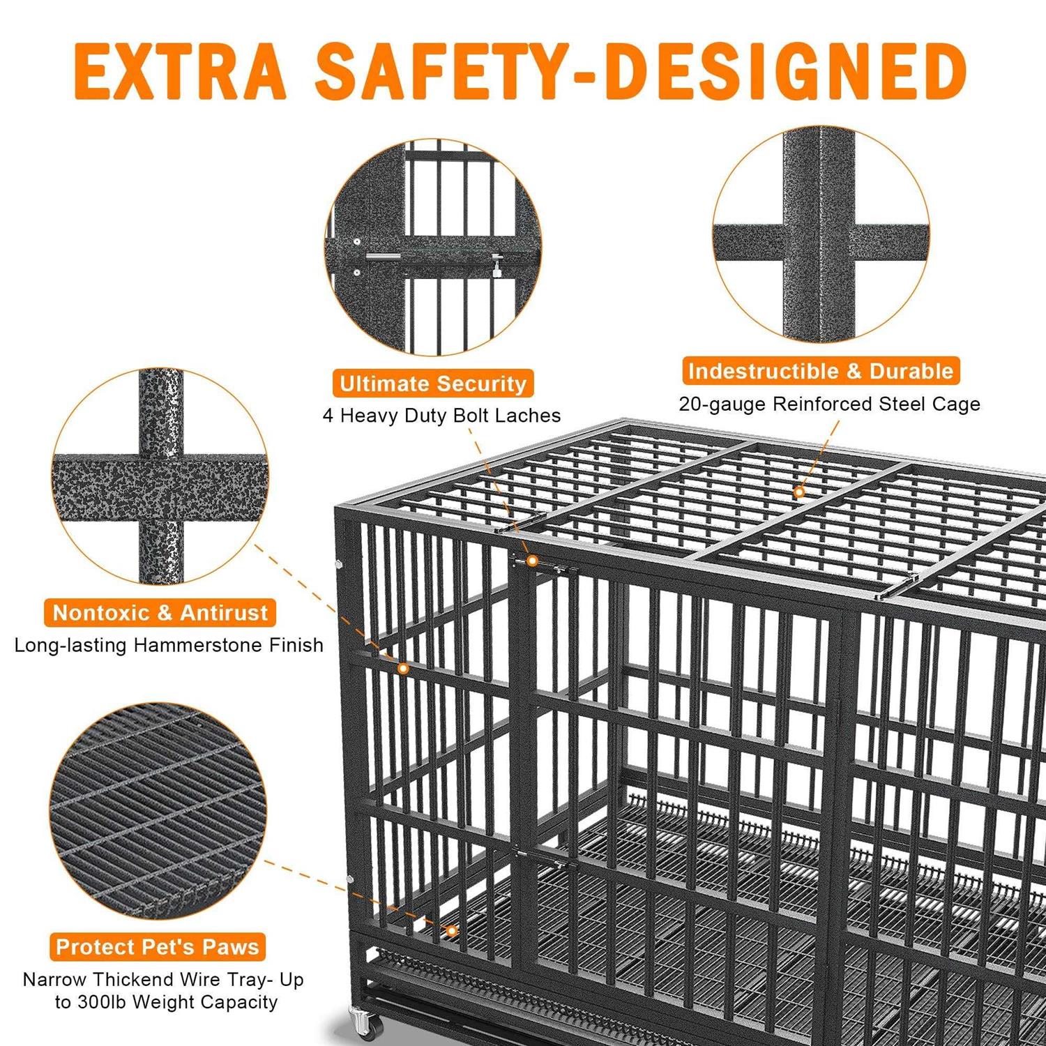Boldbone 48/38 inch Heavy Duty Dog Crate for Large Dogs Dog Kennels and Metal Wire Cages - Nail Gallerys