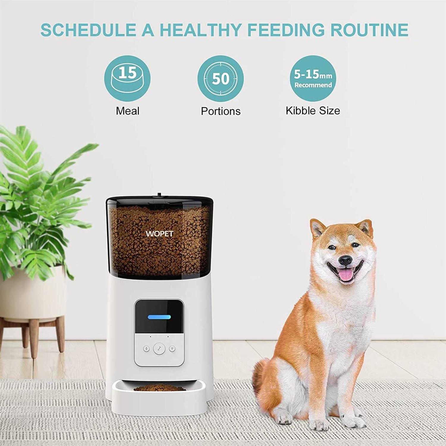 Wopet Automatic Dog Feeders, Wi-Fi Enabled Smart Cat Feeders, Cat Food Dispenser, Distribution Alarms and Voice Recorder Up to 15 Meals per Day - Nail Gallerys