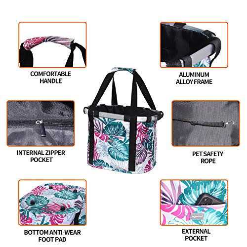Raymace Bicycle Basket Dog Bike Handlebar Basket Front,Folding Detachable Quick Release Easy Install,Cycling Picnic Bag - Nail Gallerys
